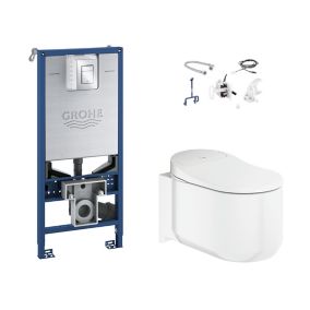 Grohe Sensia arena Alpine White Wall hung Toilet with Soft close seat & Concealed cistern