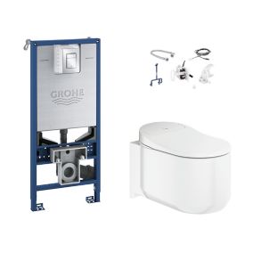 Grohe Sensia arena Modern Wall hung Rimless Standard Toilet & cistern with Soft close seat