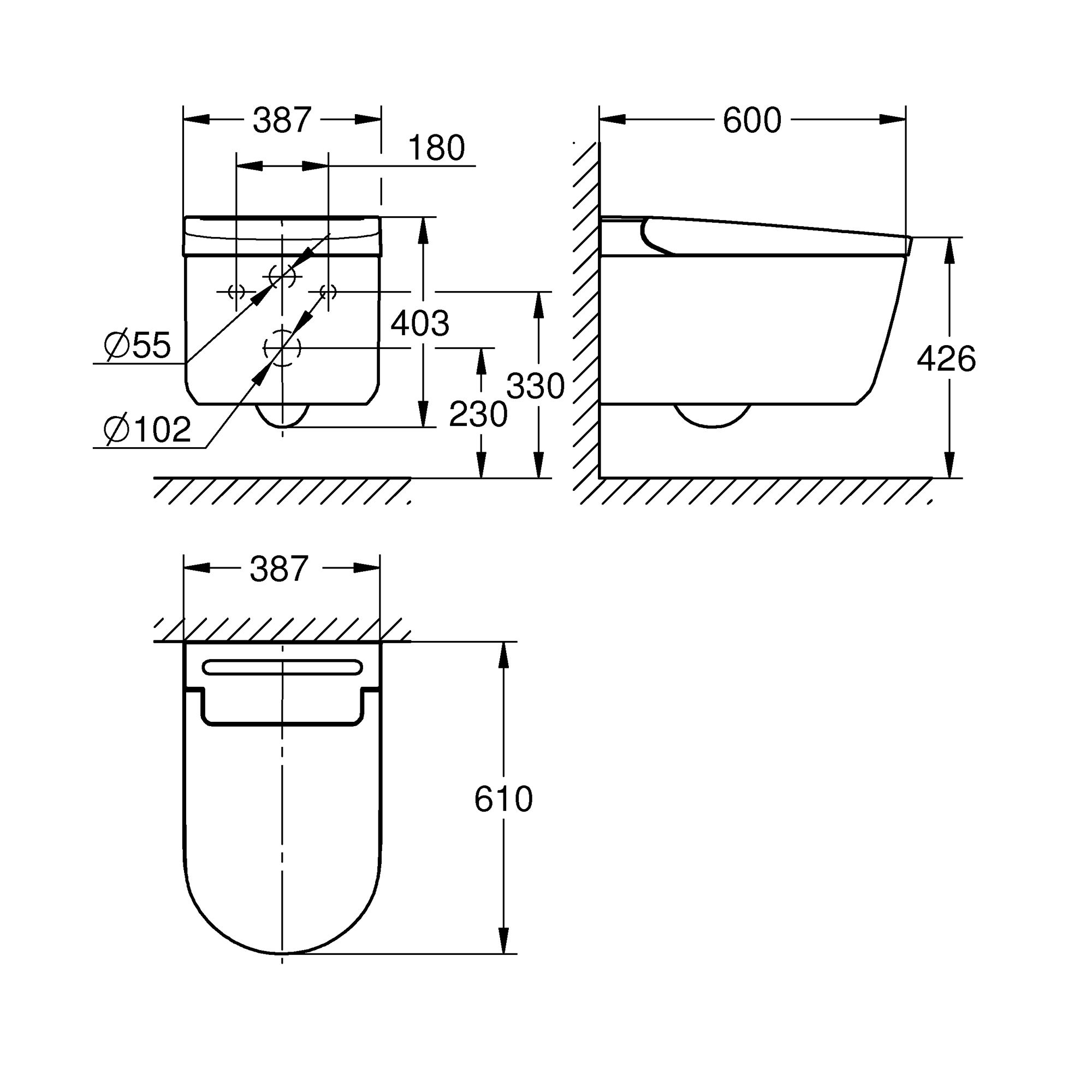 Grohe Sensia Vortex rimless Smart toilet with Soft close seat