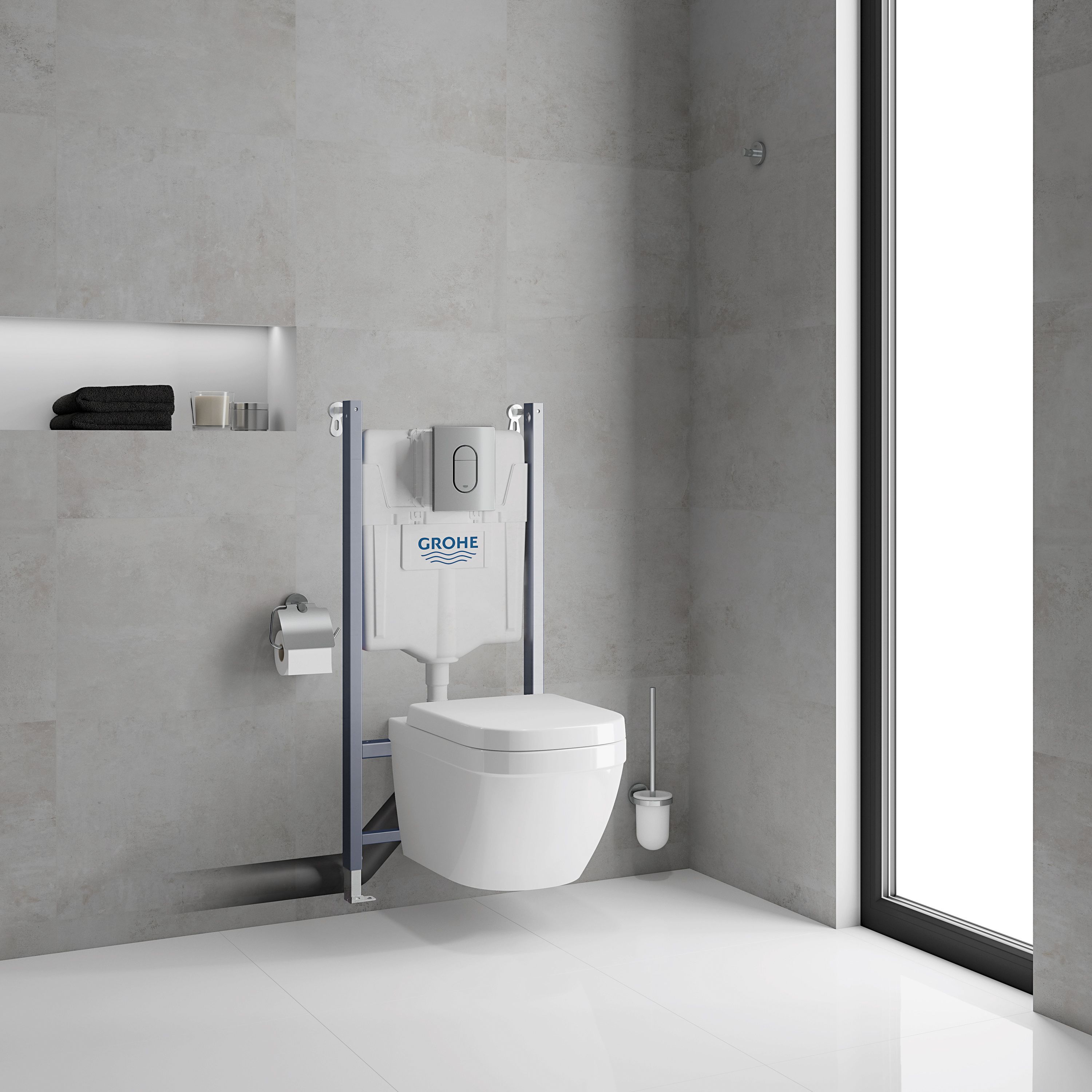 Grohe Solido White Wall hung Toilet with Soft close seat & Concealed cistern - 6