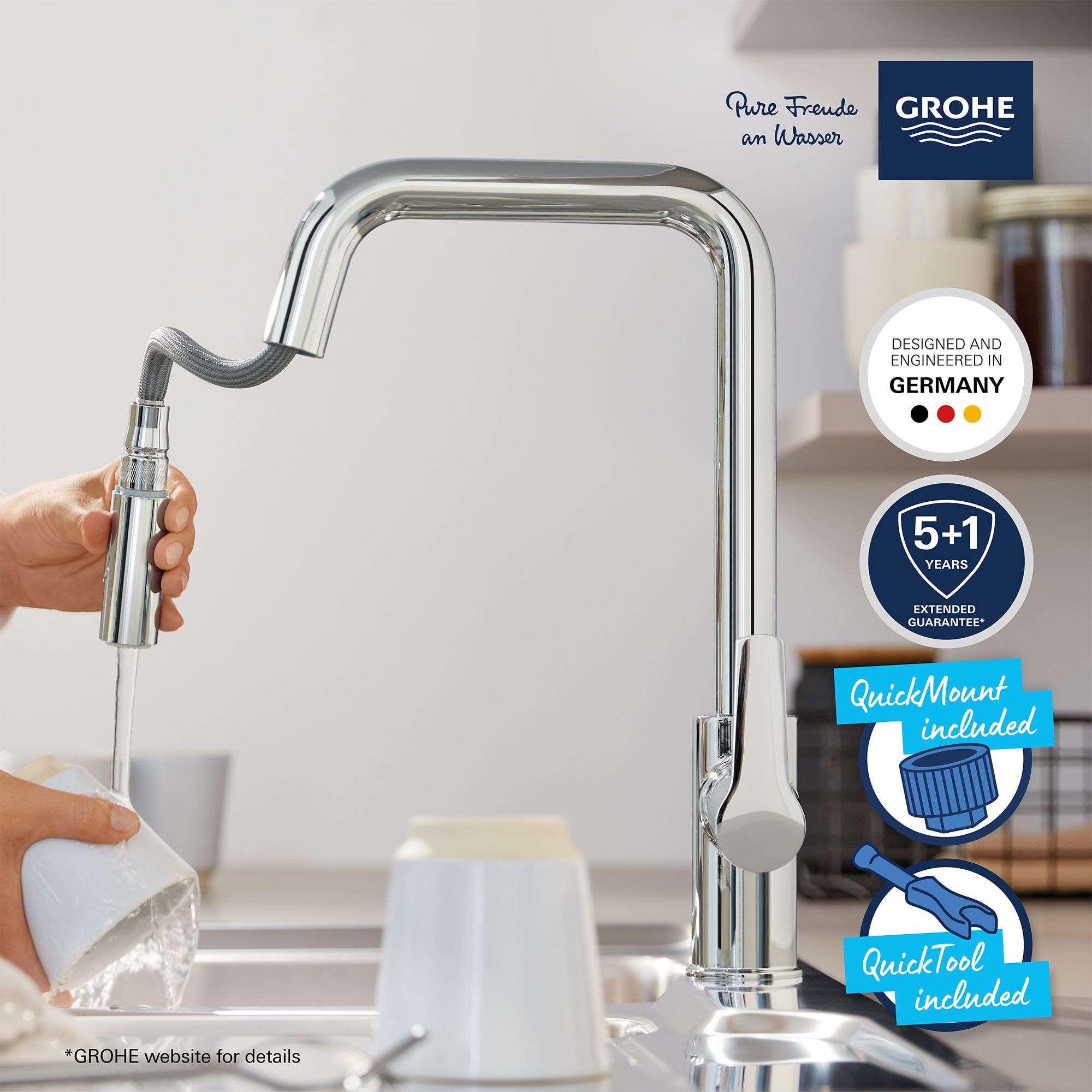 Grohe Start Chrome-plated Kitchen Side lever pull out Tap