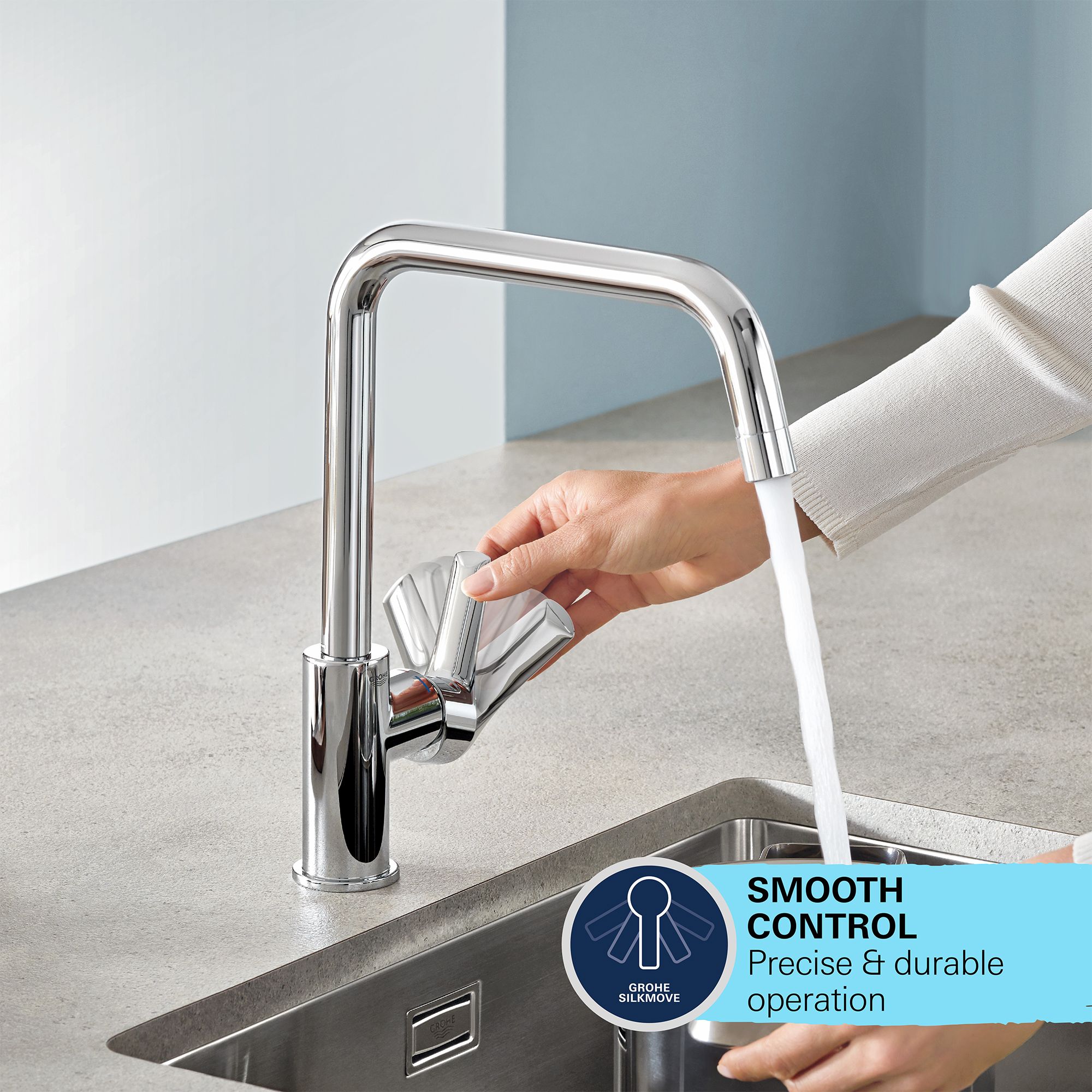 Grohe Start Chrome-plated Kitchen Side lever pull out Tap