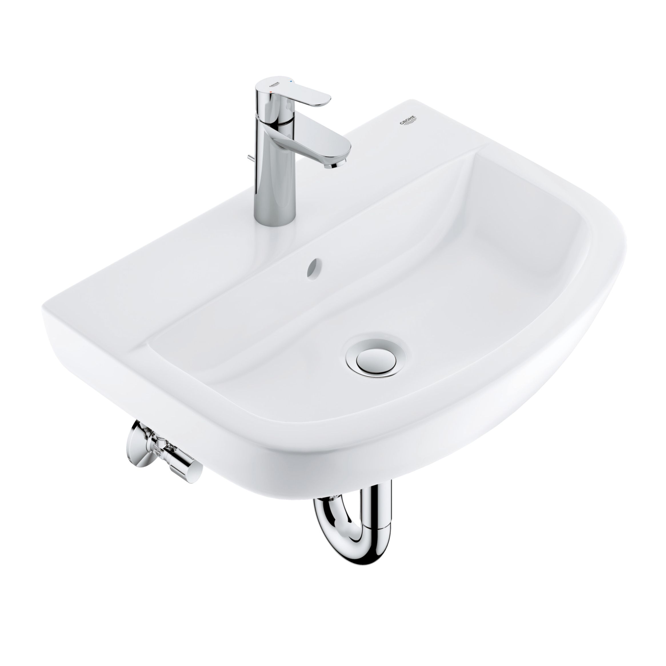 Grohe Start Edge & Bau Gloss Alpine white Round Wall-mounted Cloakroom Basin (W)55.3cm