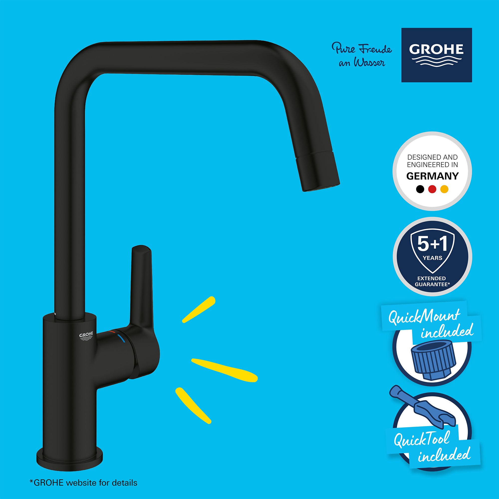 Grohe Start Matt Black Kitchen Side lever Tap