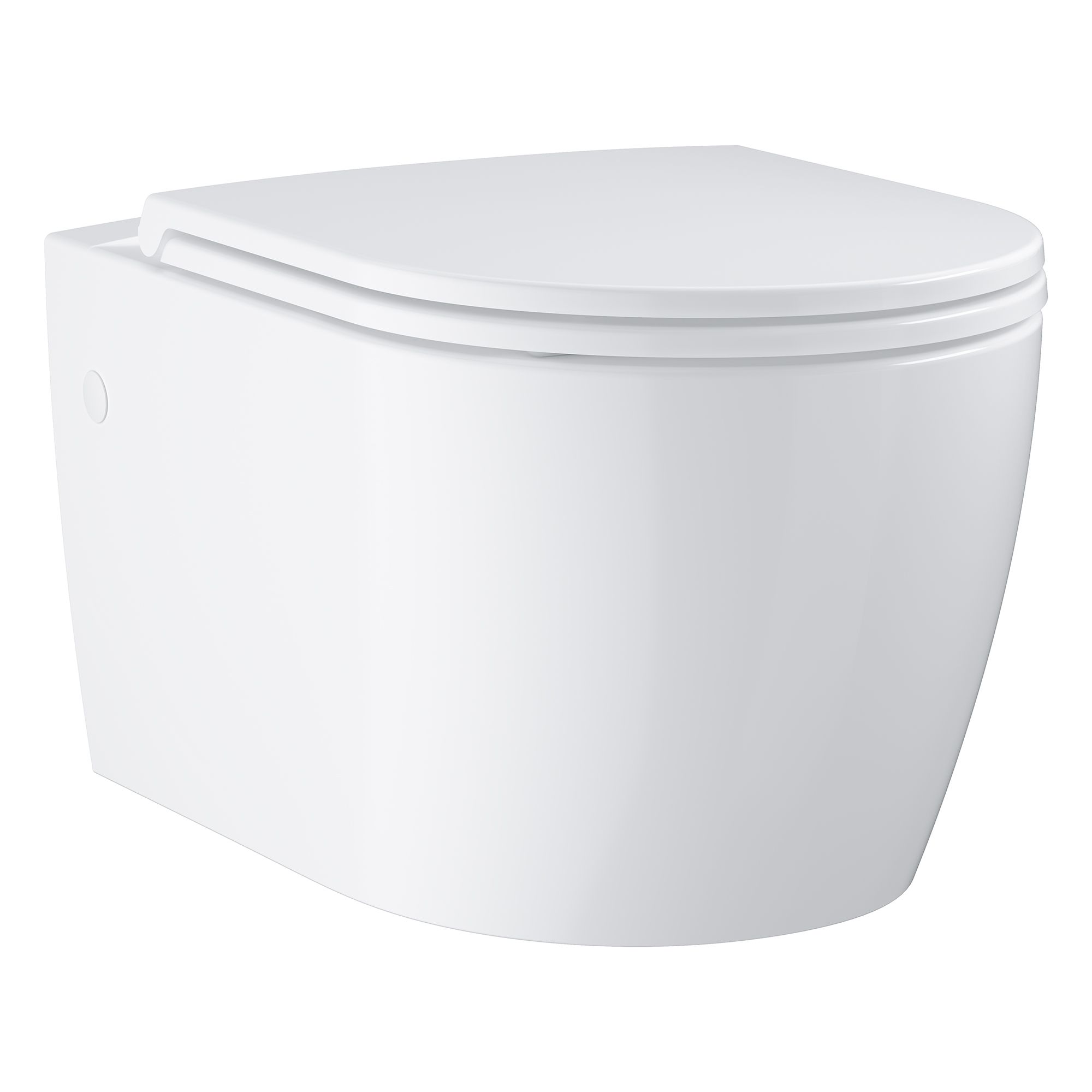 Grohe Start White Rimless Wall hung Round Toilet pan with Soft close seat