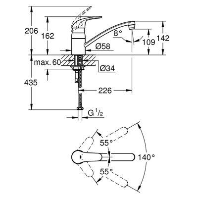 Grohe Swift Chrome effect Kitchen Monobloc Tap