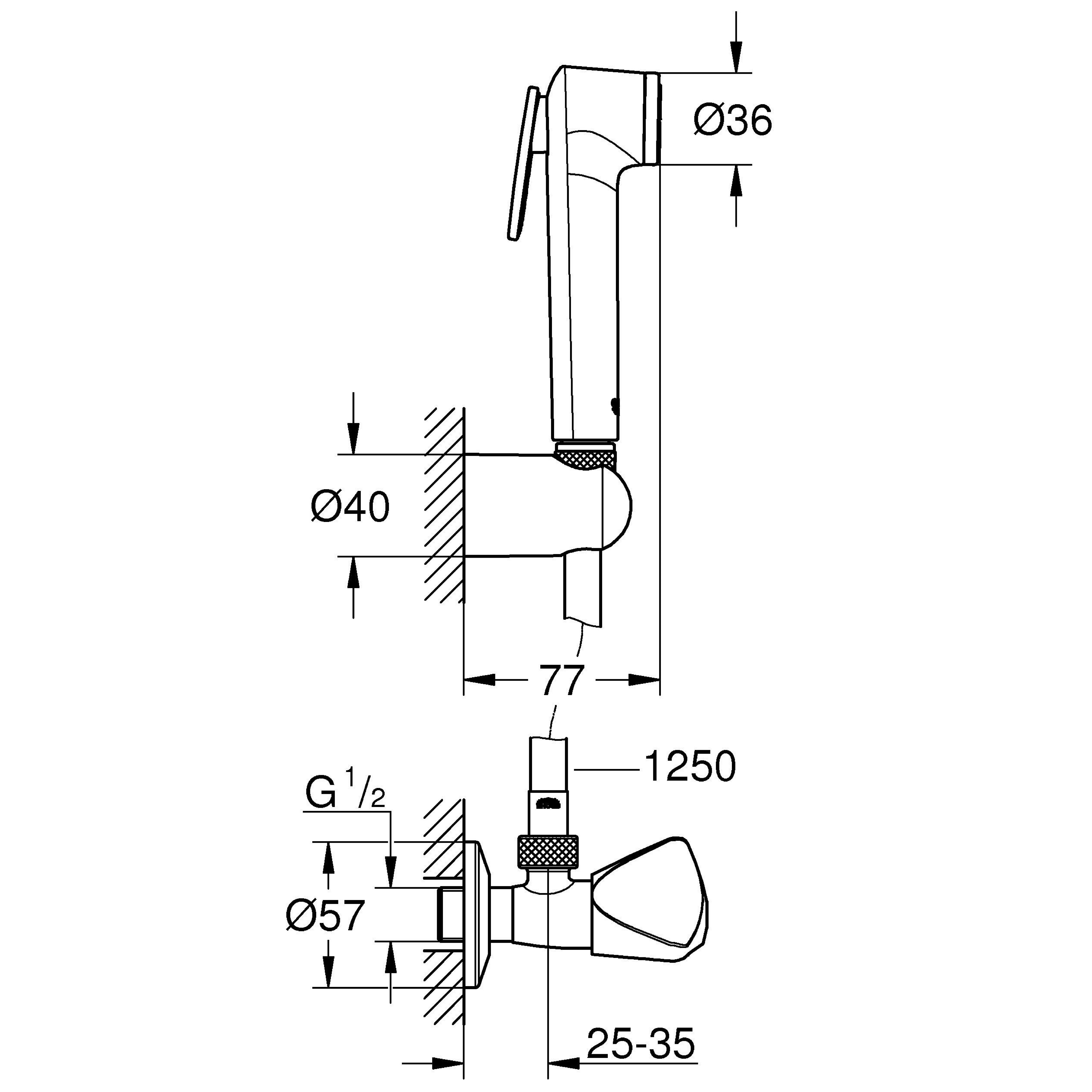 Grohe Tempesta-F Gloss Chrome effect Wall-mounted Single-spray pattern Shower head kit - 4