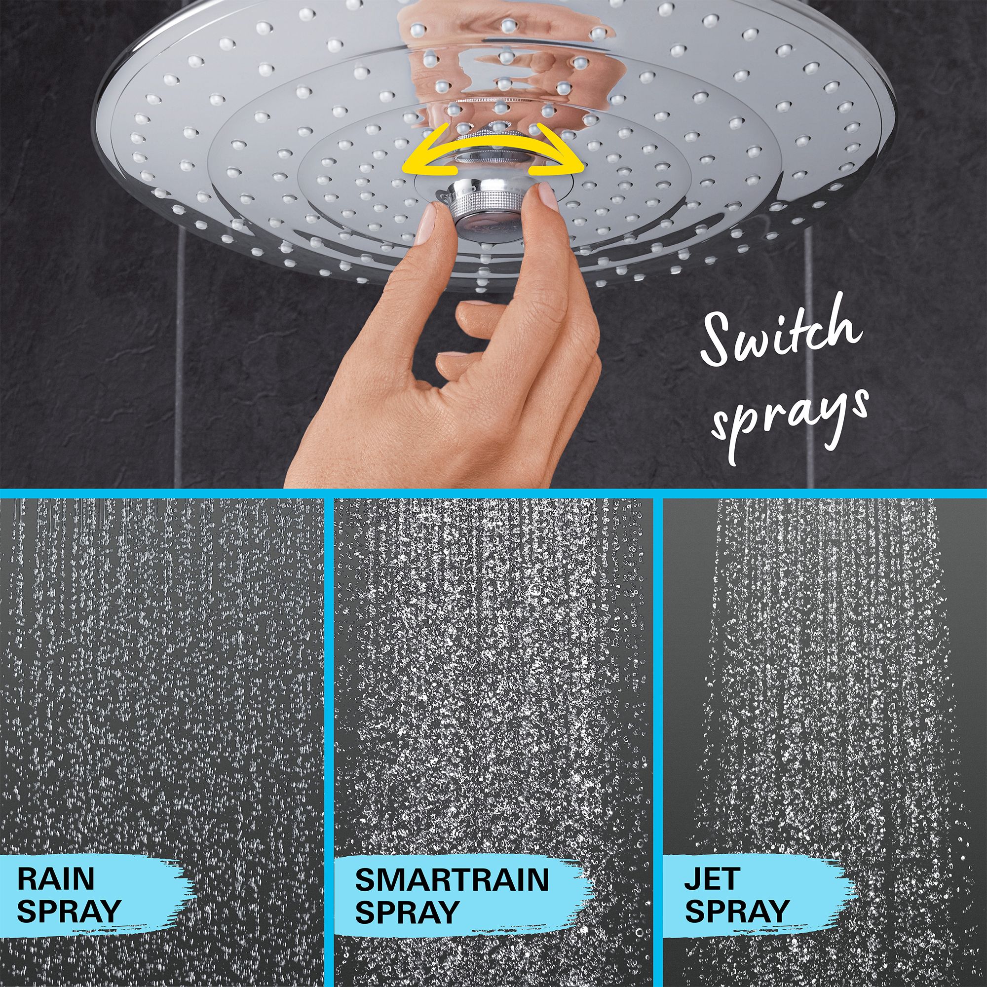 Grohe Vitalio Start 250
 HP Rear-Fed Exposed Chrome Thermostatic Shower System - 3