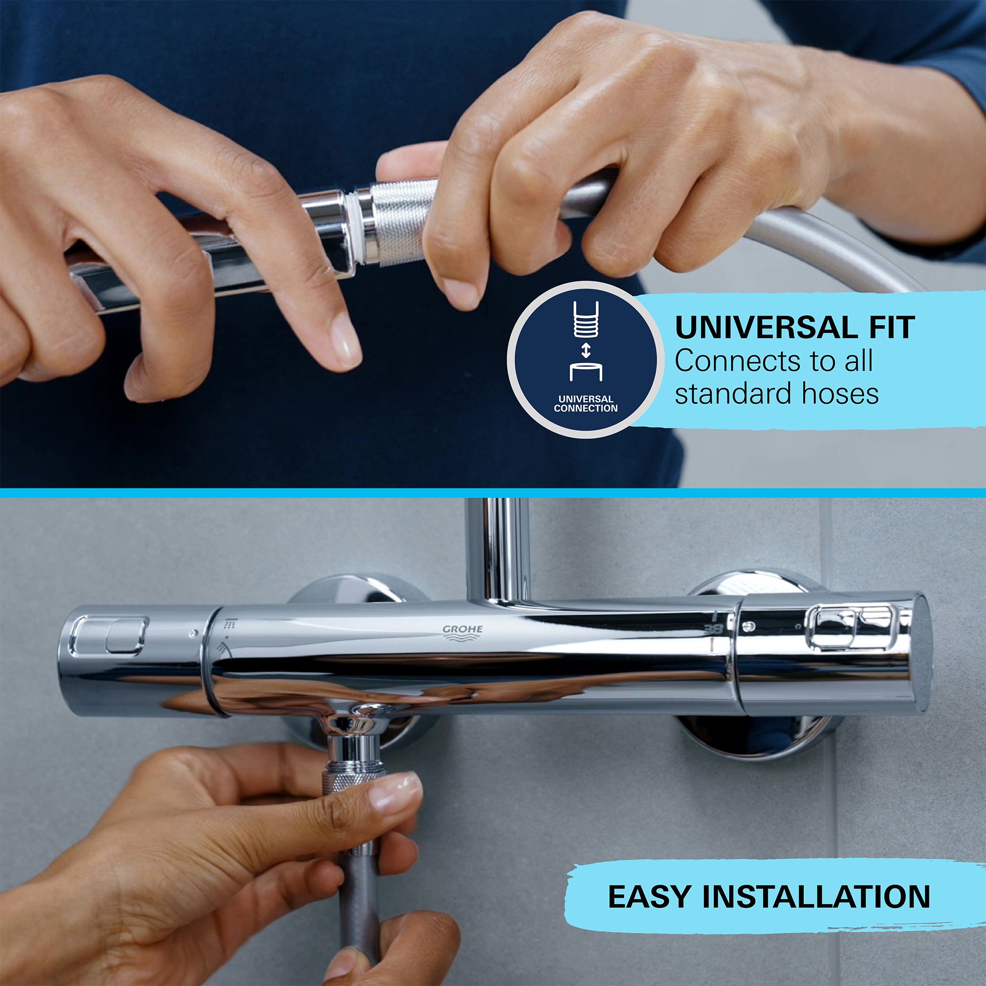 Grohe Vitalio Start 110 Chrome effect 2-spray pattern Handset Shower ...