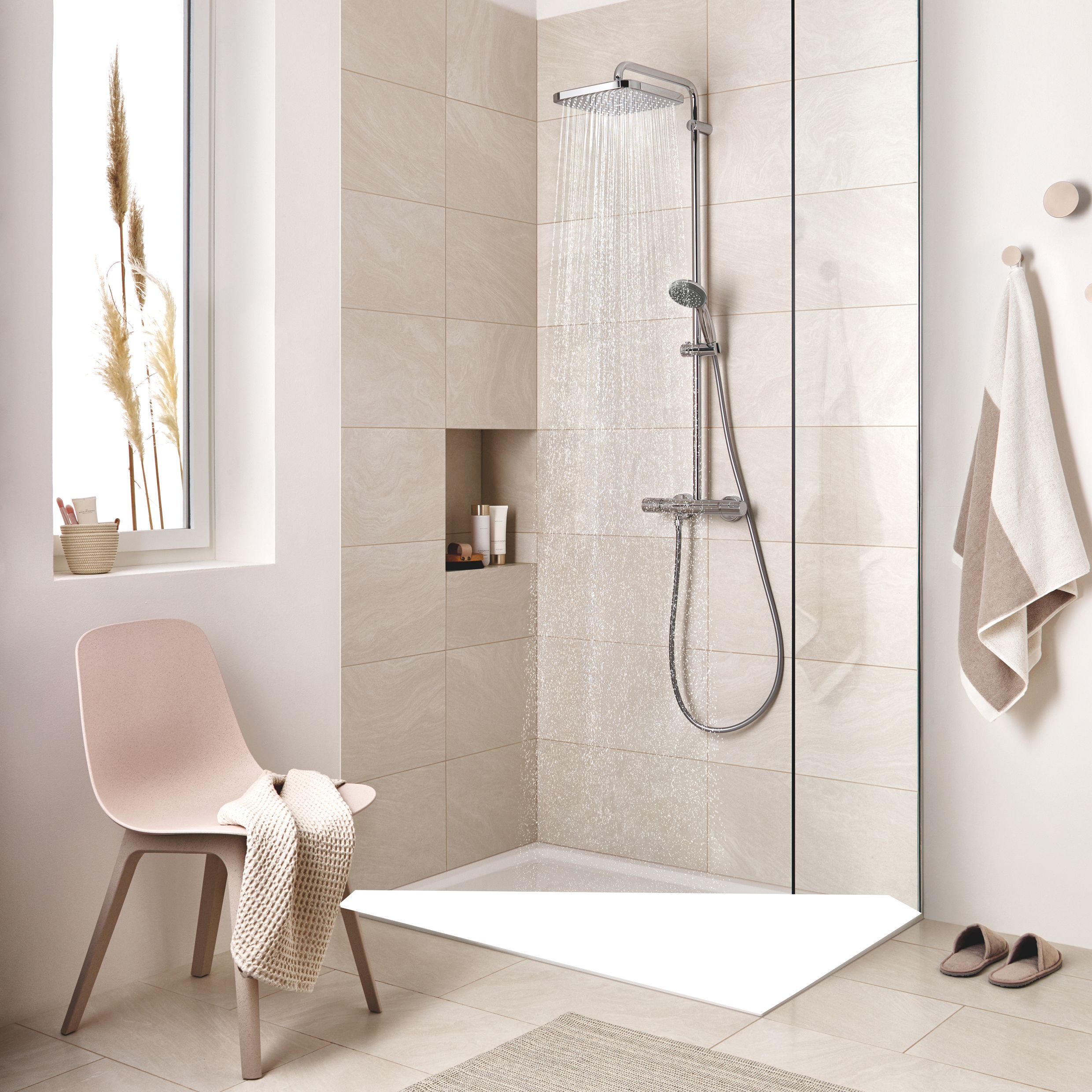 Grohe Vitalio Start 250 Chrome effect Thermostatic Mixer Multi head shower with 2 Shower heads