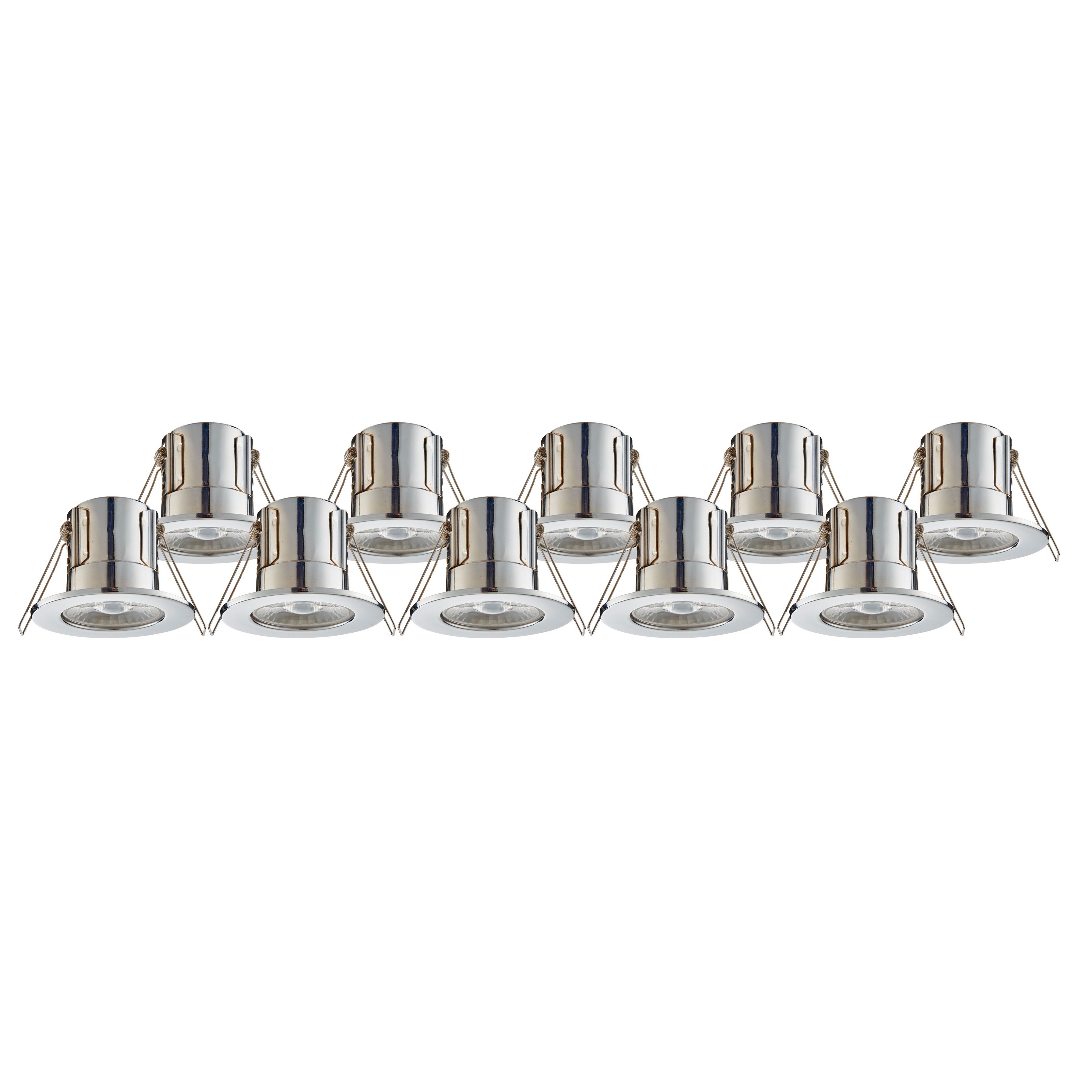 GuardECO Chrome effect Non-adjustable LED Cool white Downlight 6W IP65, Pack of 10