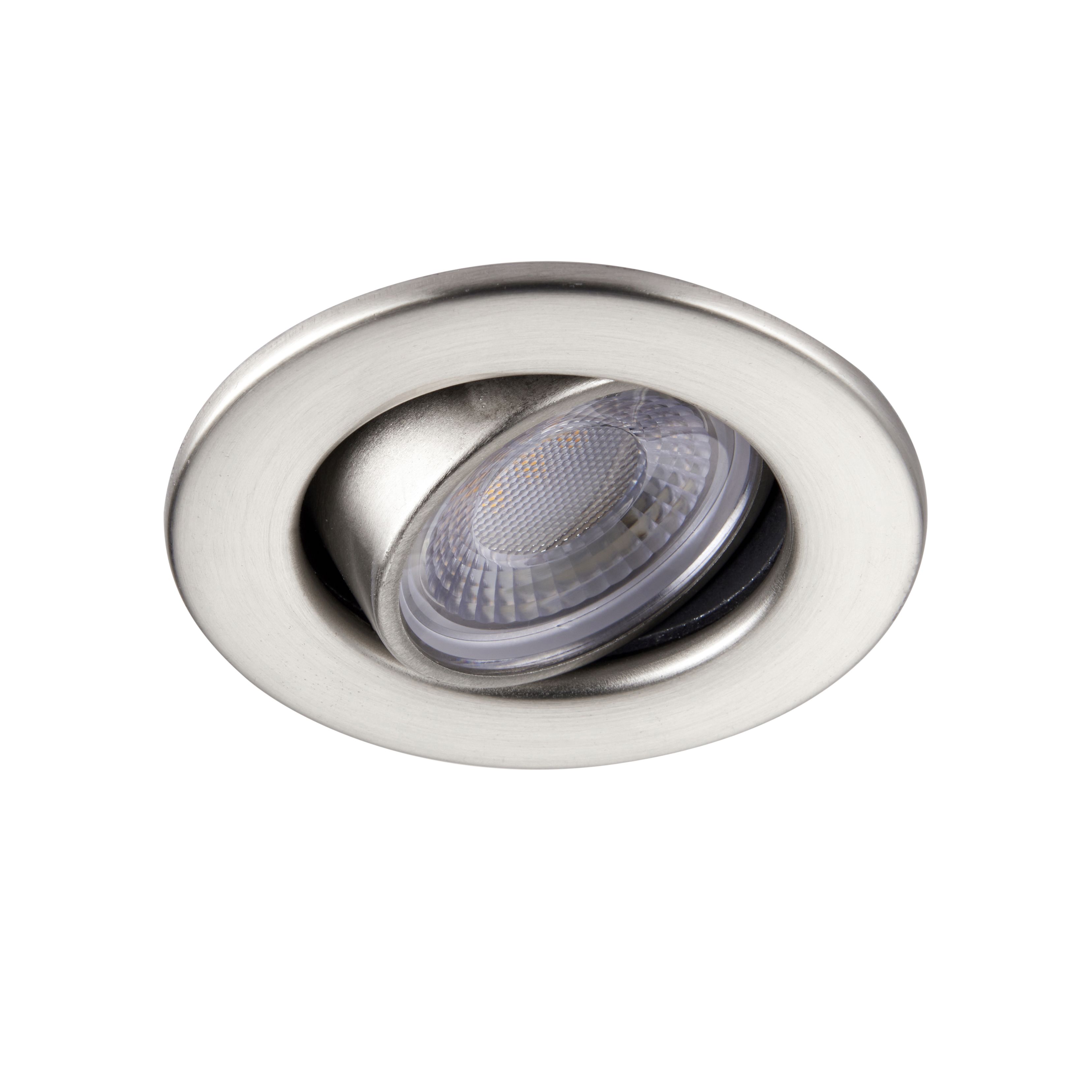 GuardECO Nickel effect Adjustable LED Warm white Downlight 6W IP20, Pack of 10