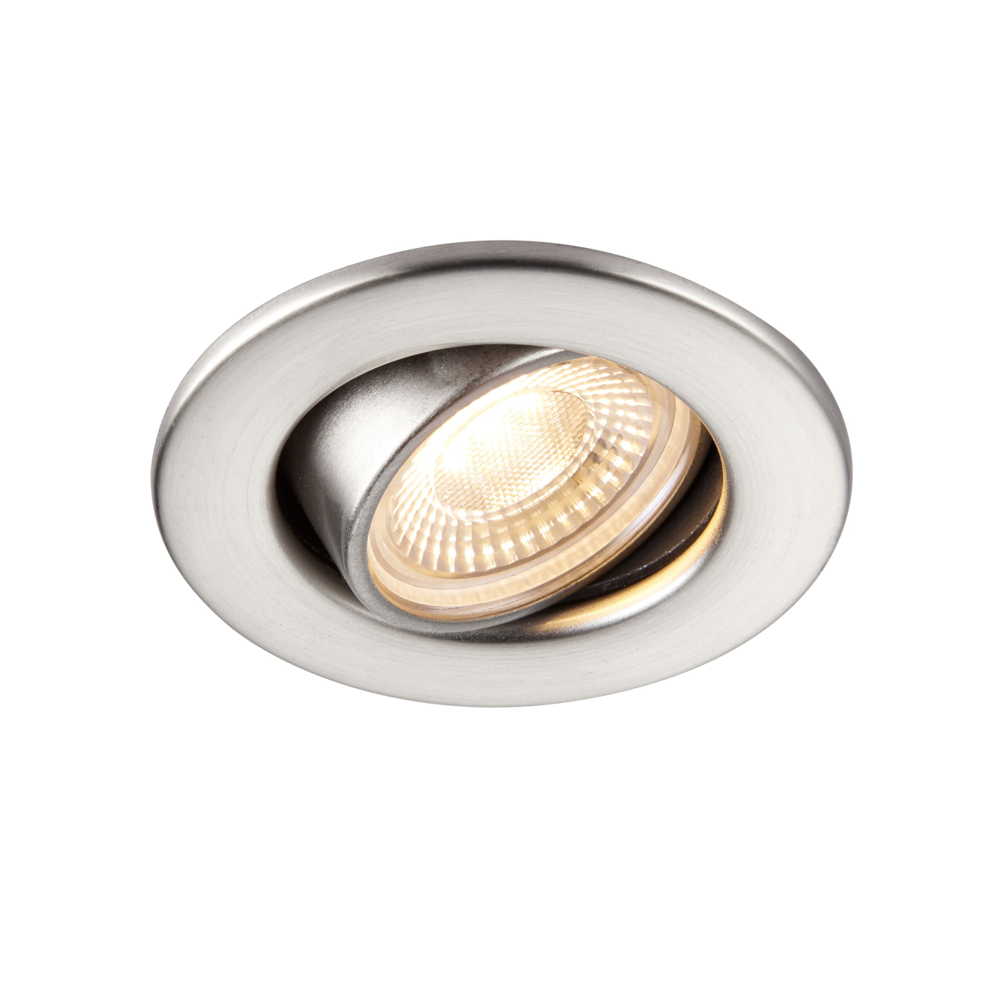 GuardECO Nickel effect Adjustable LED Warm white Downlight 6W IP20, Pack of 10