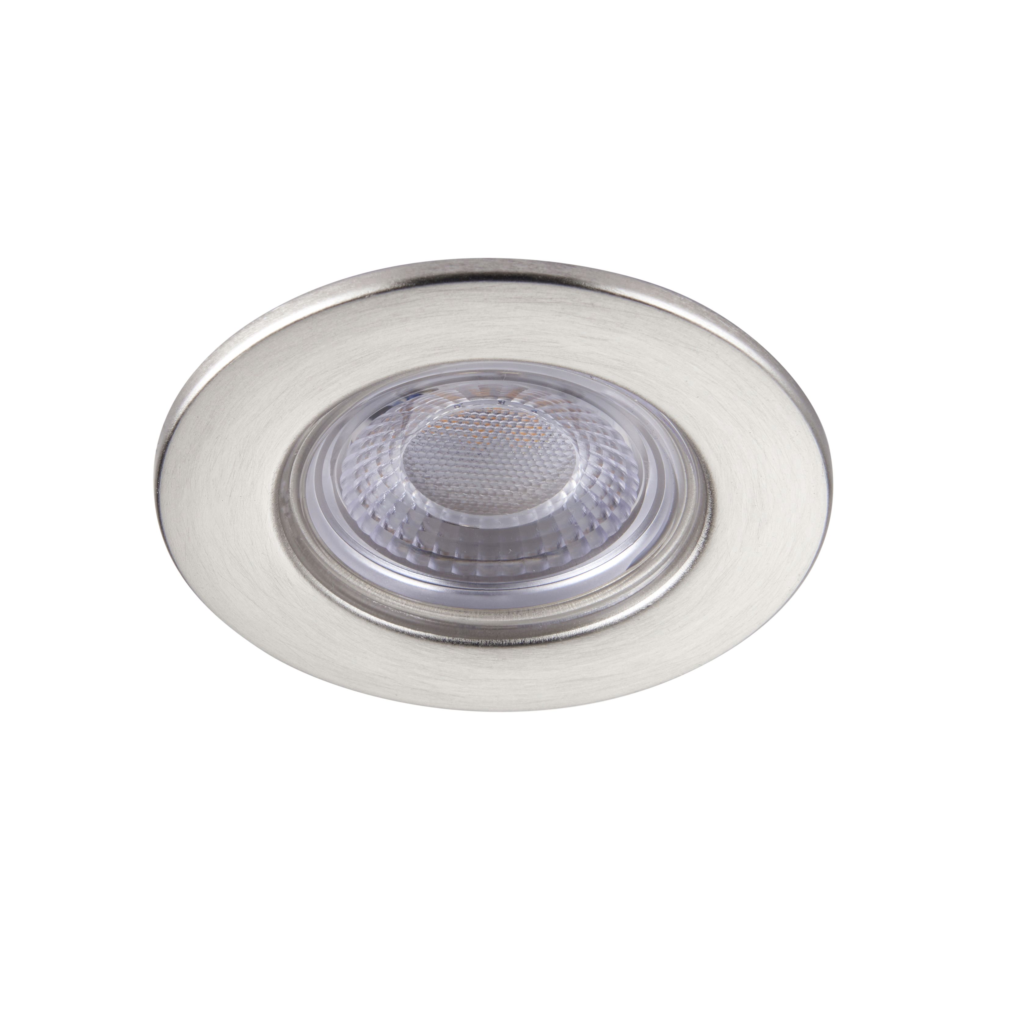 GuardECO Nickel effect Non-adjustable LED Cool white Downlight 6W IP65, Pack of 10