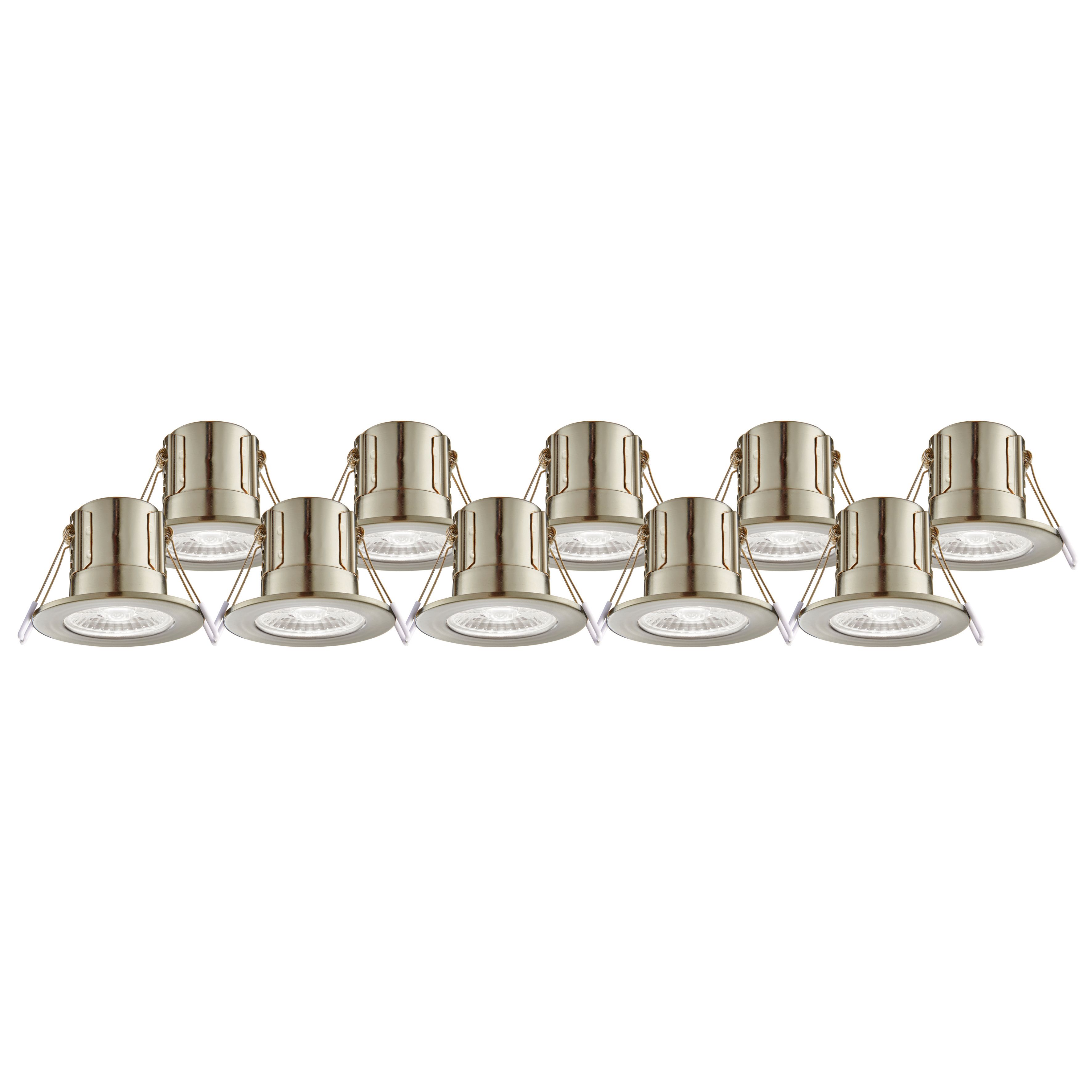 GuardECO Nickel effect Non-adjustable LED Cool white Downlight 6W IP65, Pack of 10