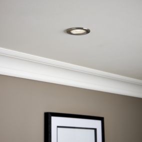 GuardECO Nickel effect Non-adjustable LED Cool white Downlight 6W IP65