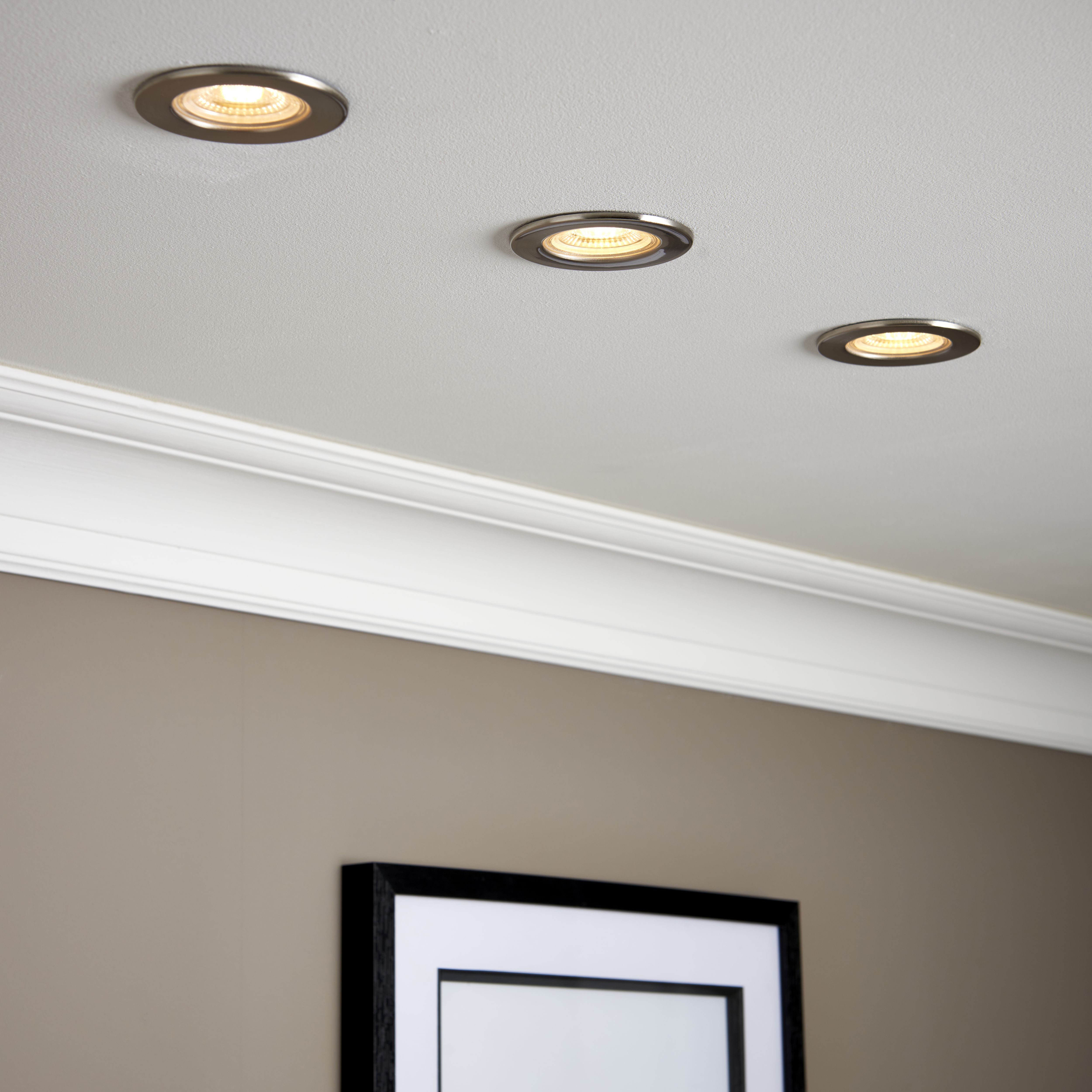 GuardECO Nickel effect Non-adjustable LED Warm white Downlight 6W IP65 ...