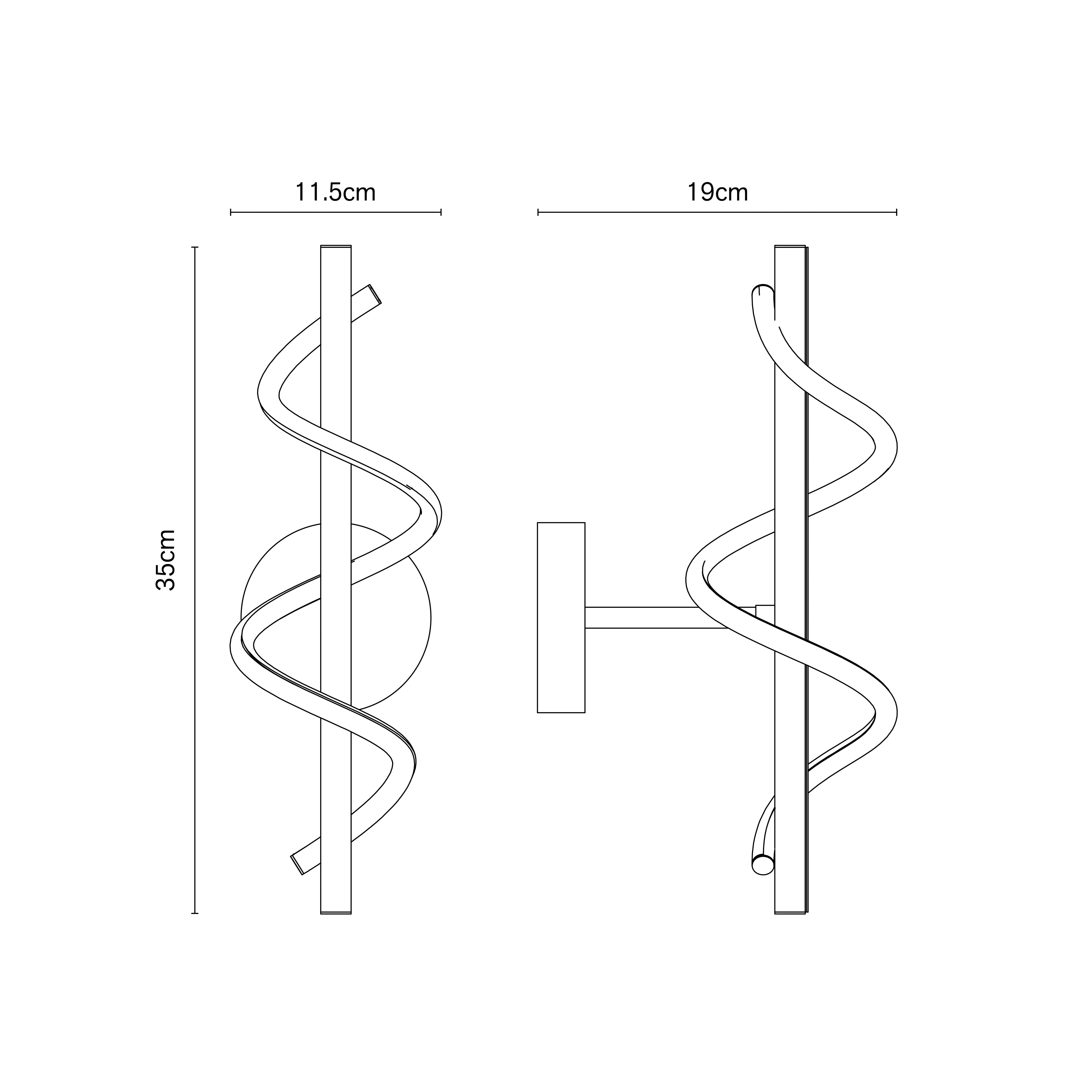 Hadston Spiral Matt Black Wired LED Wall light