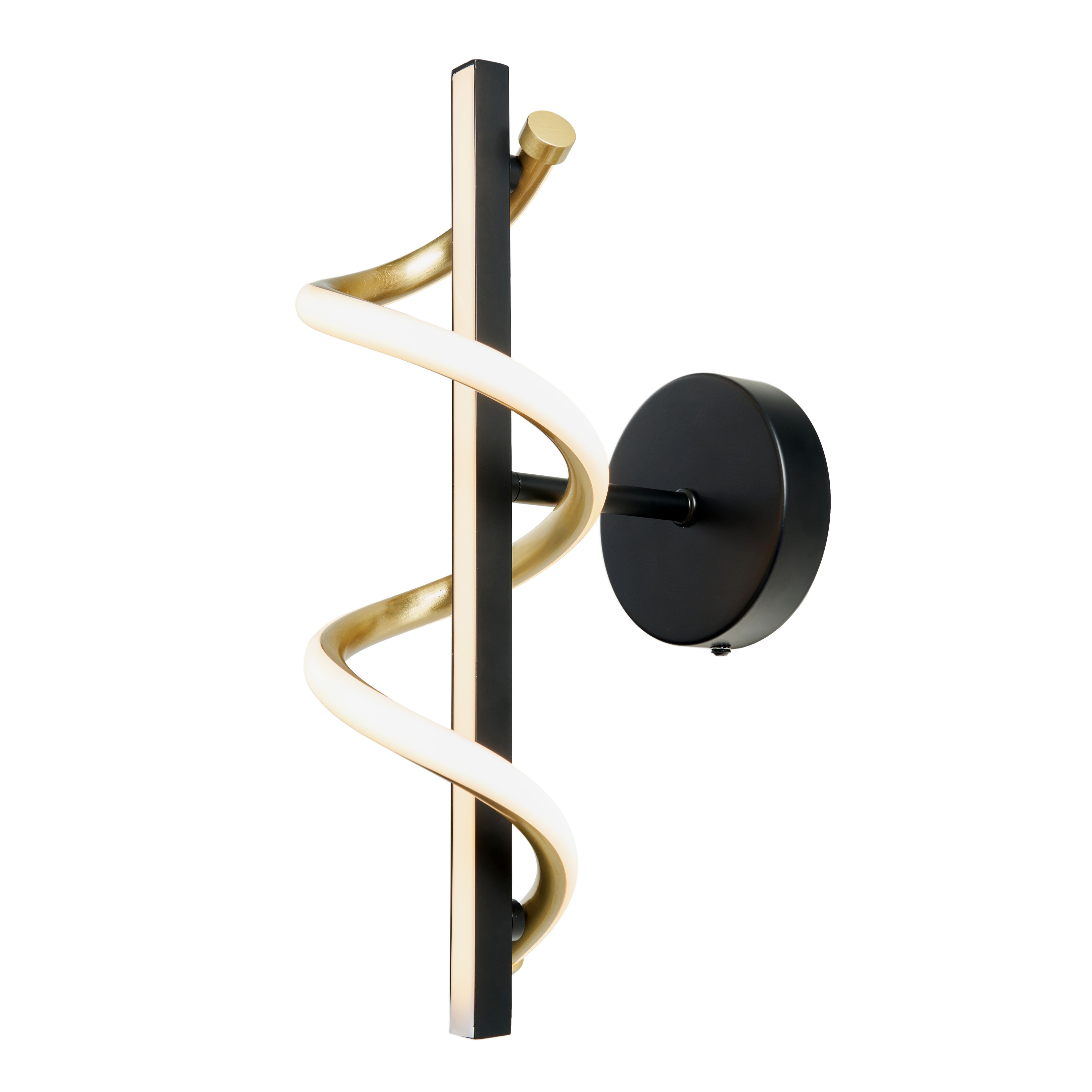 Hadston Spiral Matt Black Wired LED Wall light