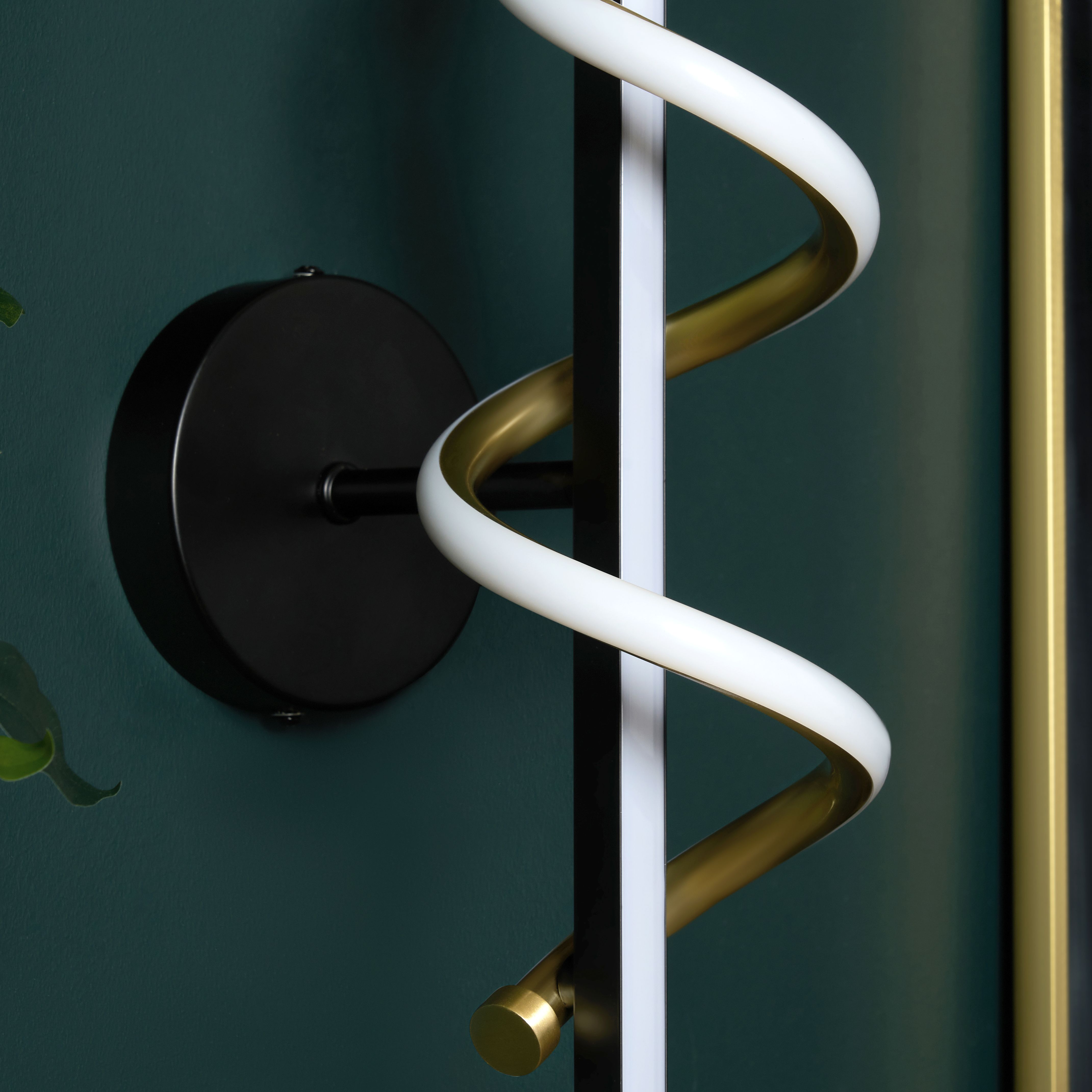 Hadston Spiral Matt Black Wired LED Wall light