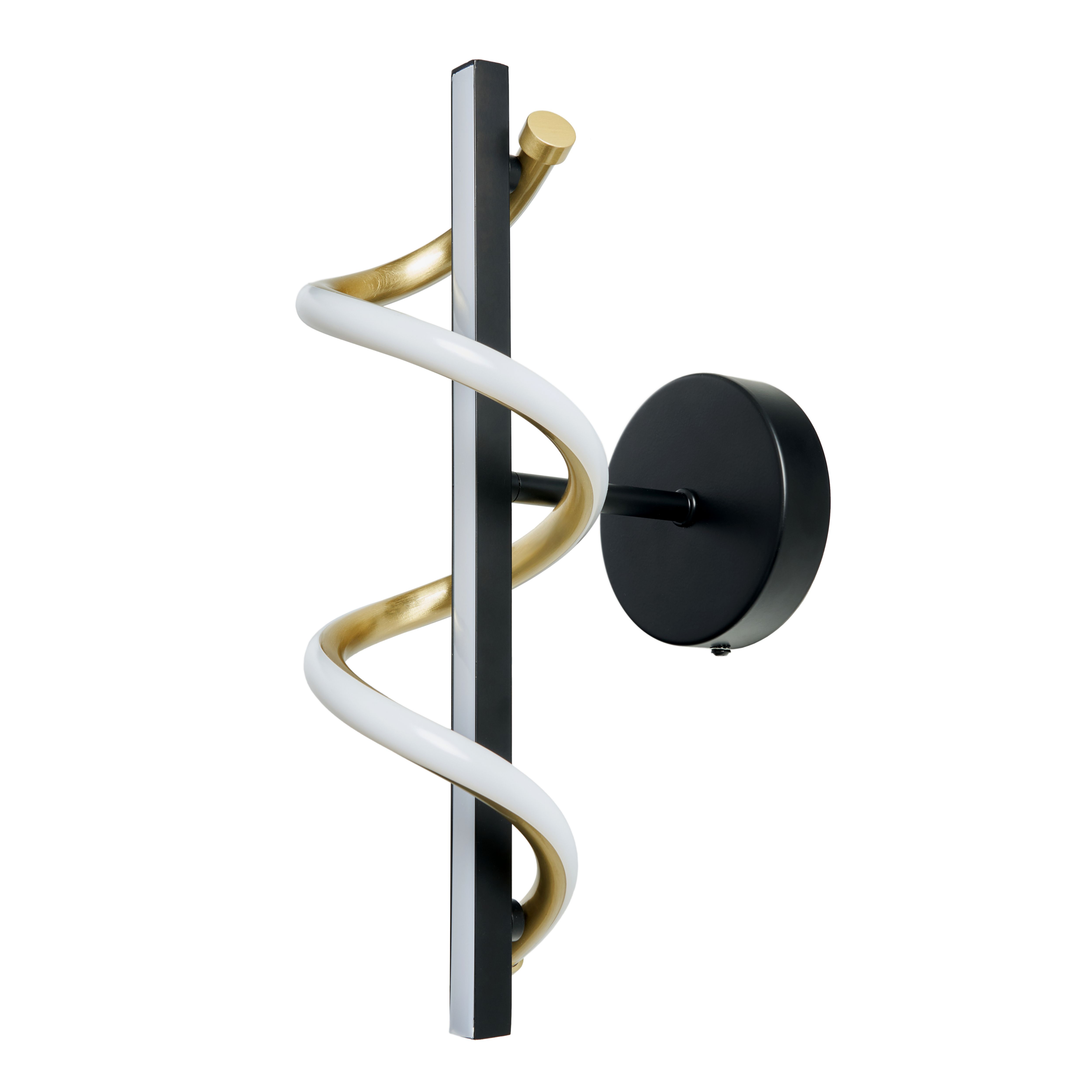 Hadston Spiral Matt Black Wired LED Wall light