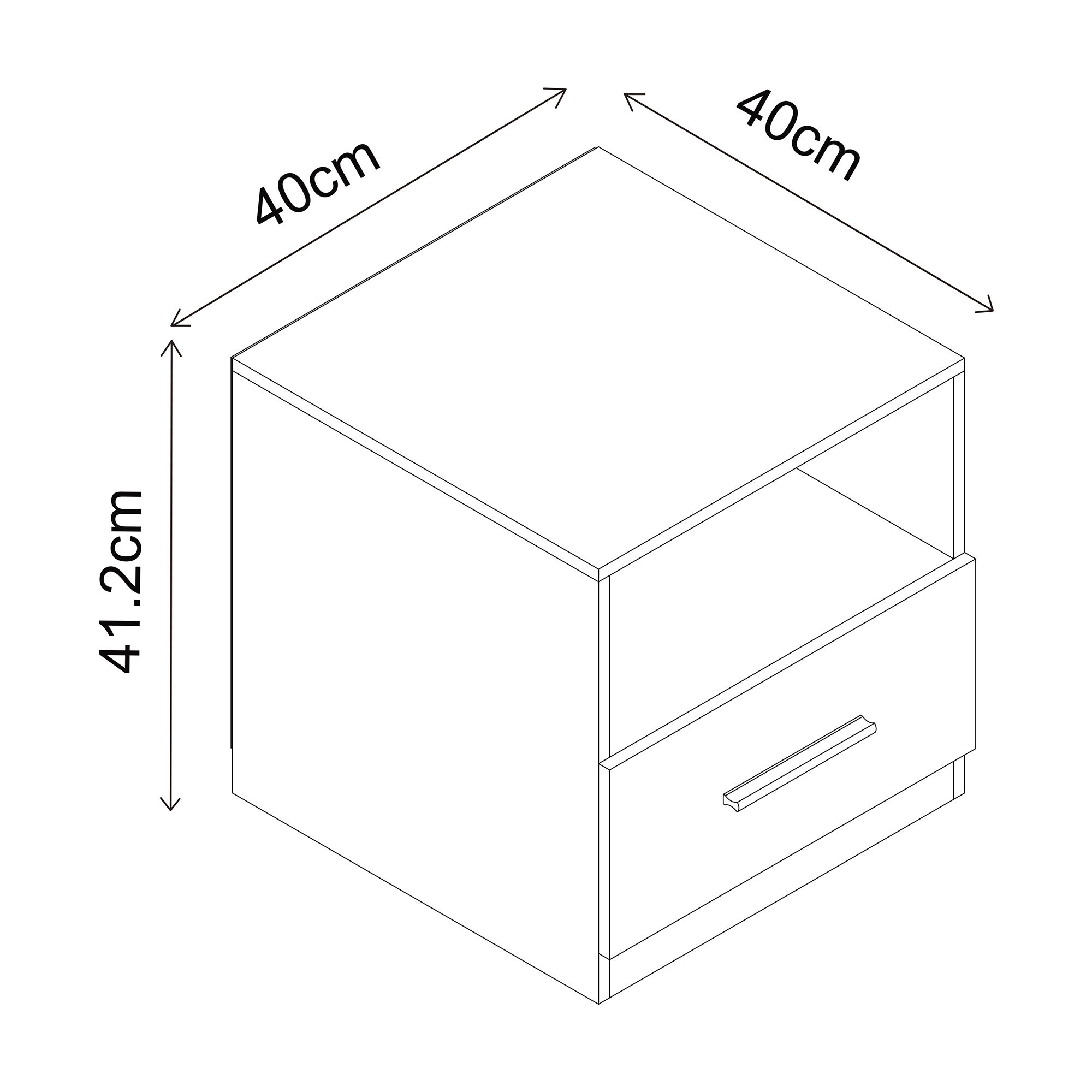 Hadwell Matt white & natural oak effect 1 Drawer Bedside table (H)412mm (W)400mm (D)400mm