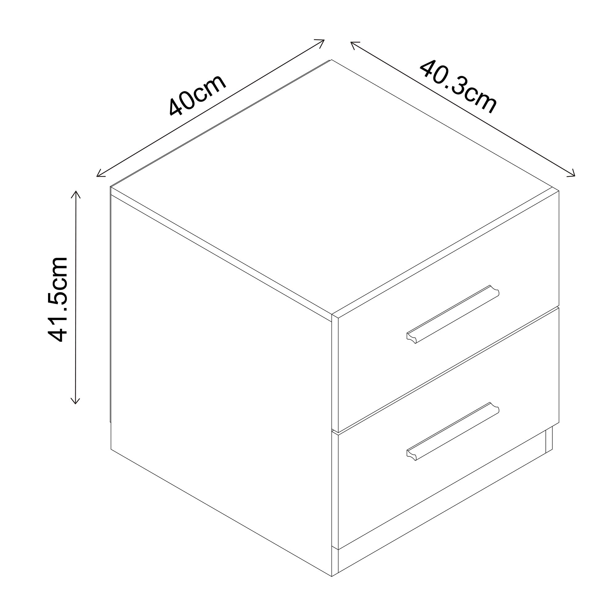 Hadwell Matt white & natural oak effect 2 Drawer Bedside table (H)415mm (W)400mm (D)403mm