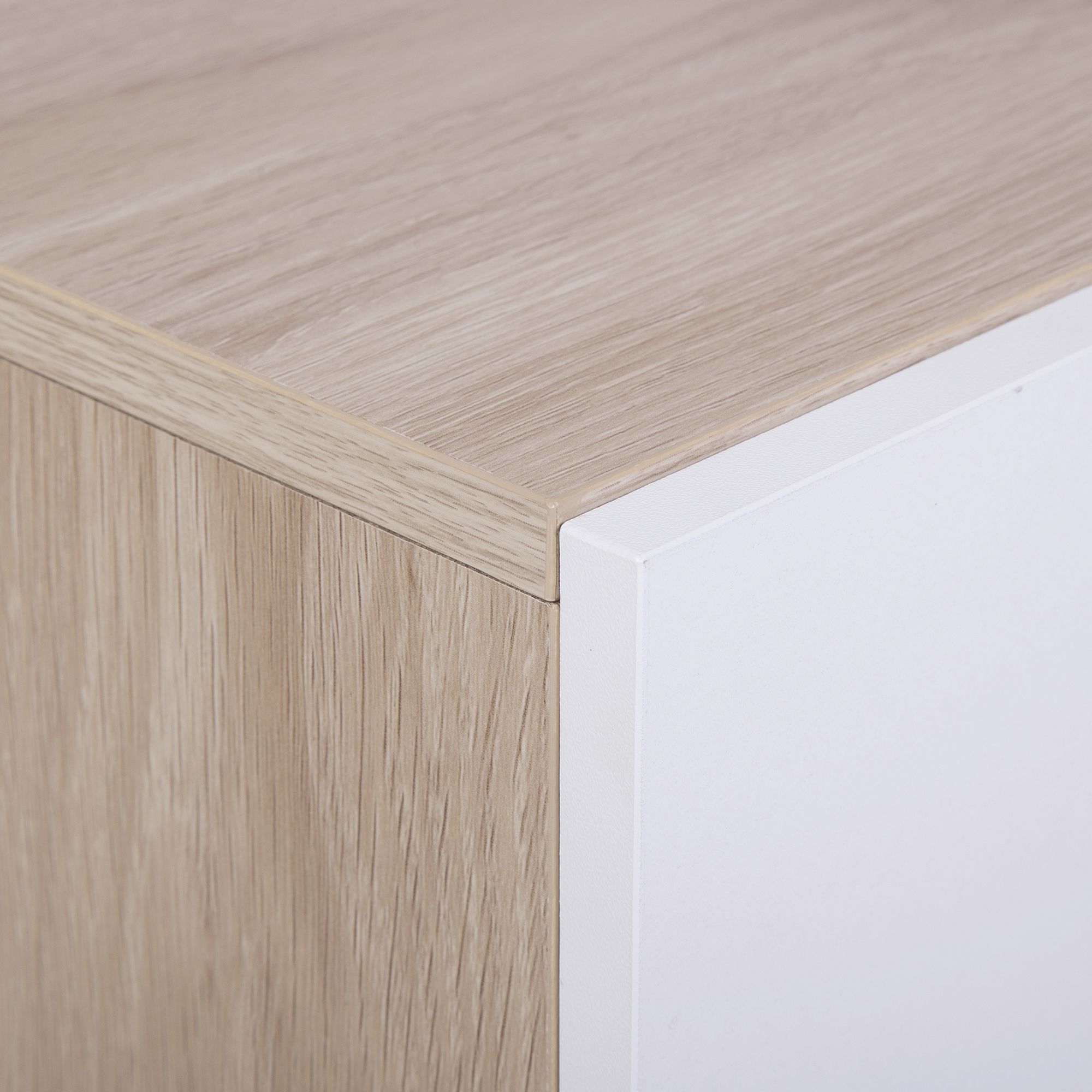 Hadwell Matt white & natural oak effect 2 Drawer Bedside table (H)415mm (W)400mm (D)403mm