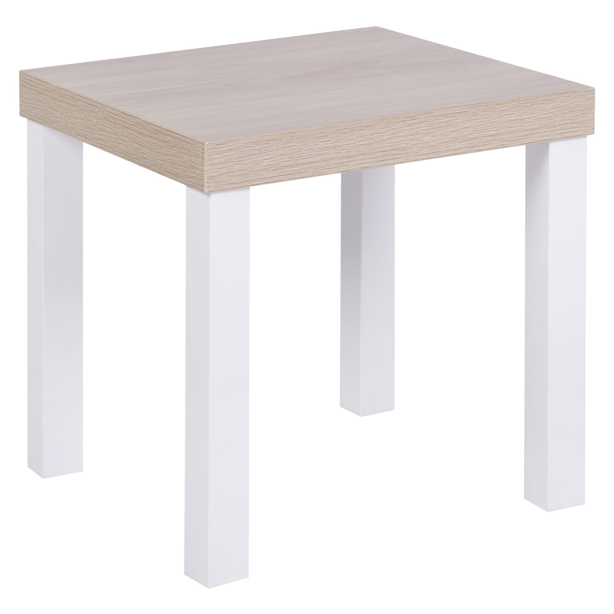 Hadwell Matt white & natural oak effect Side table (H)35cm (W)35cm