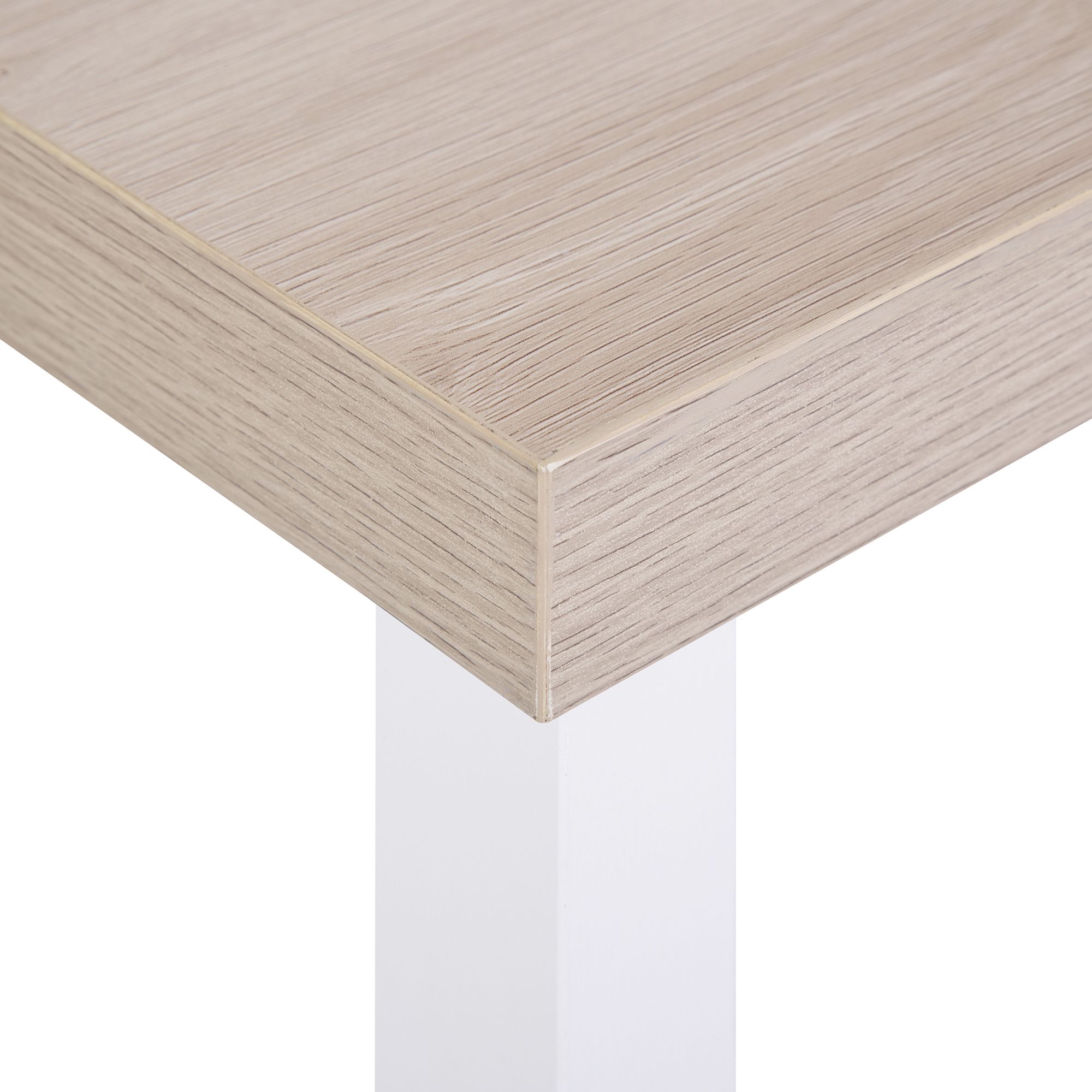 Hadwell Matt white & natural oak effect Side table (H)35cm (W)35cm