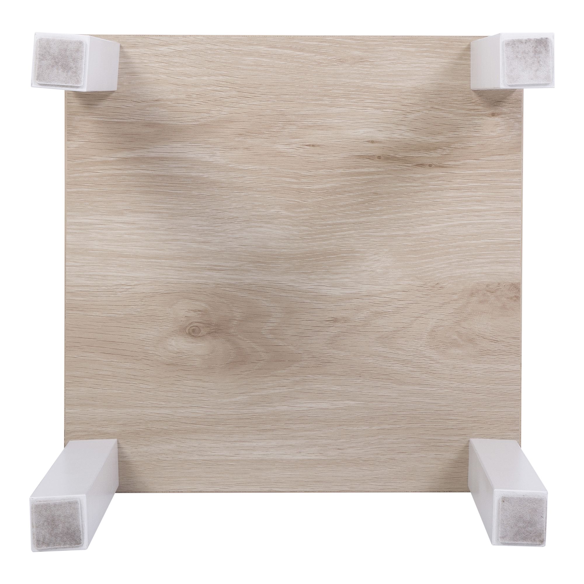 Hadwell Matt white & natural oak effect Side table (H)35cm (W)35cm