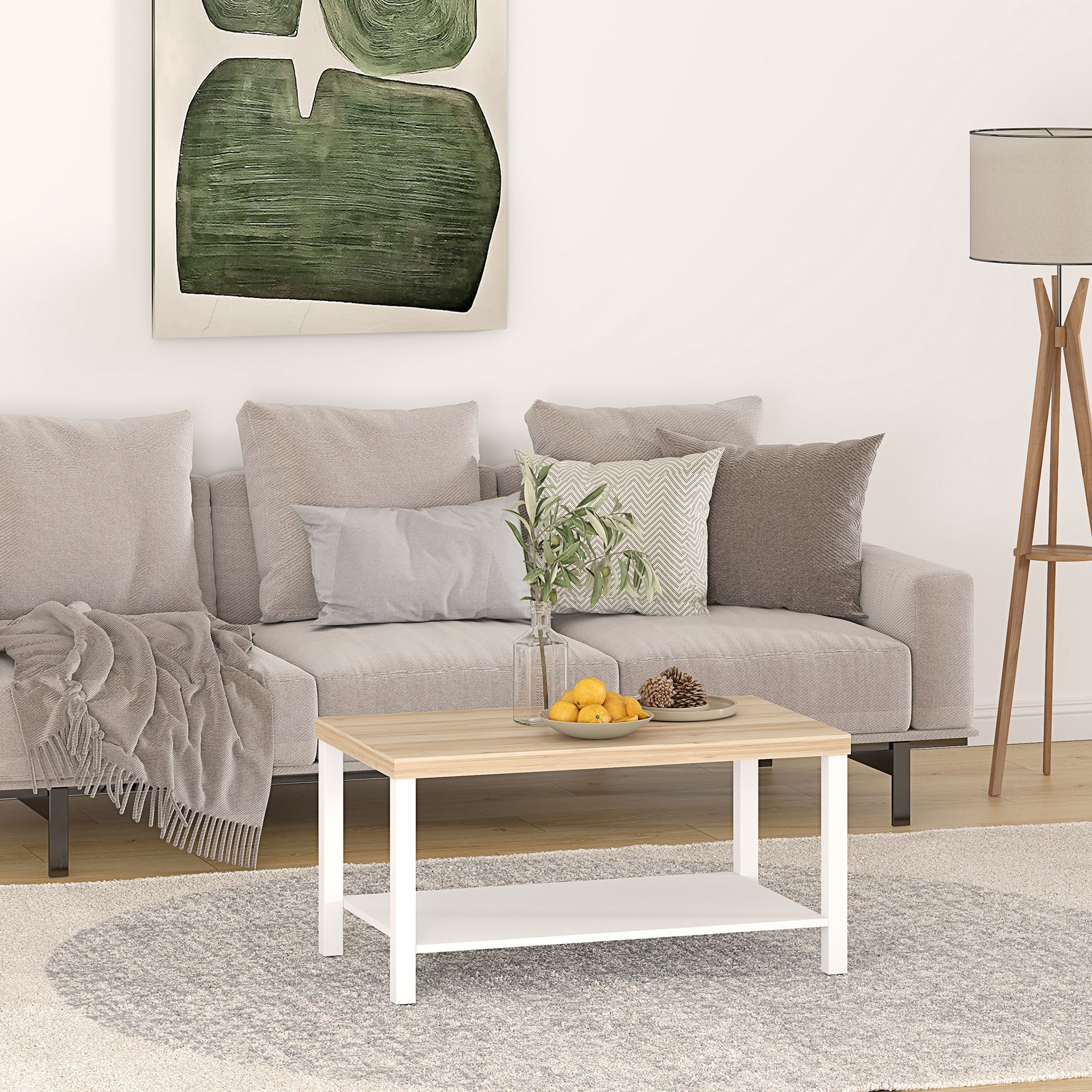 Hadwell Matt white oak effect Coffee table (H)45cm (W)55cm