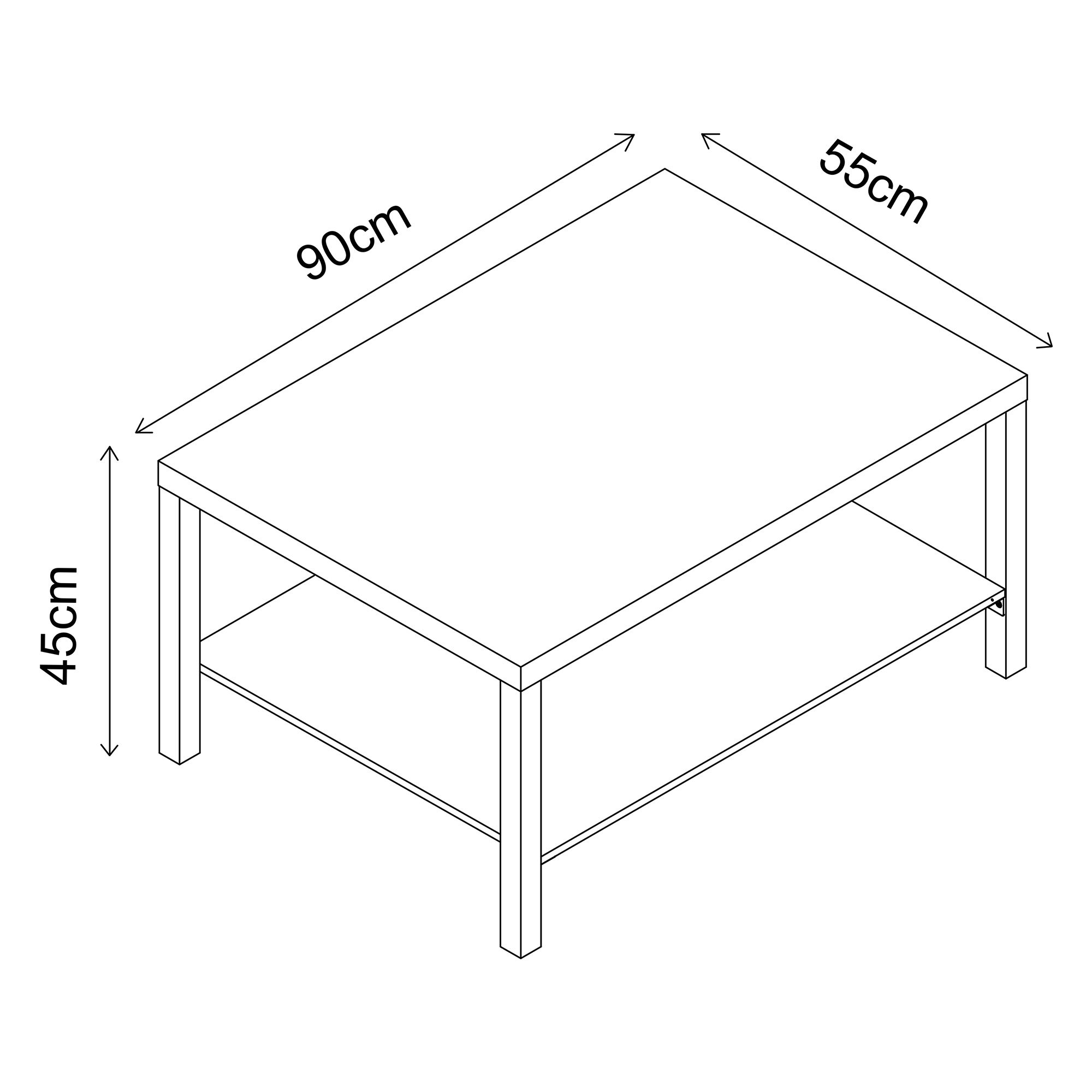 Hadwell Matt white oak effect Coffee table (H)45cm (W)55cm