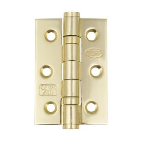 Hafele Brass-plated Metal Flush Door hinge NO92 (L)76mm, Pack of 2