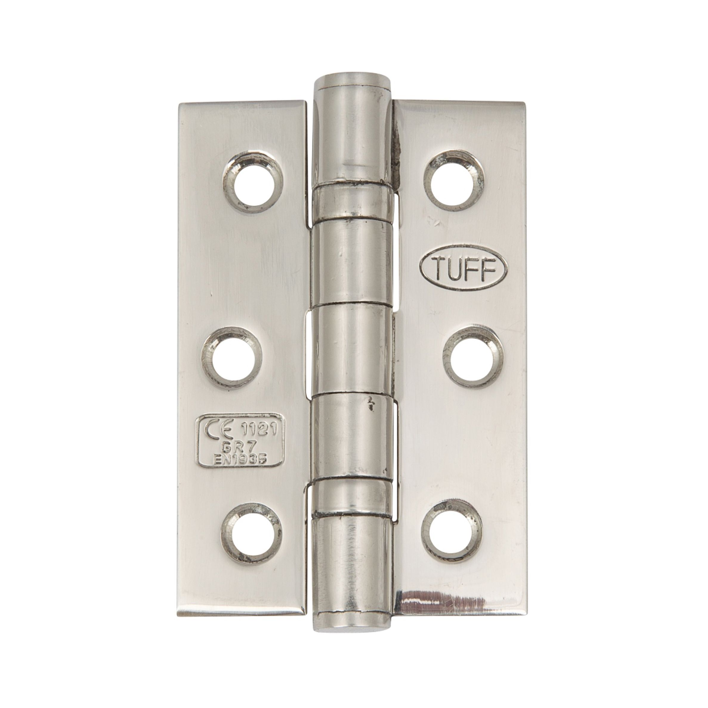 Hafele Polished Metal Butt Door hinge CE7 (L)76mm (W)51mm, Pack of 2