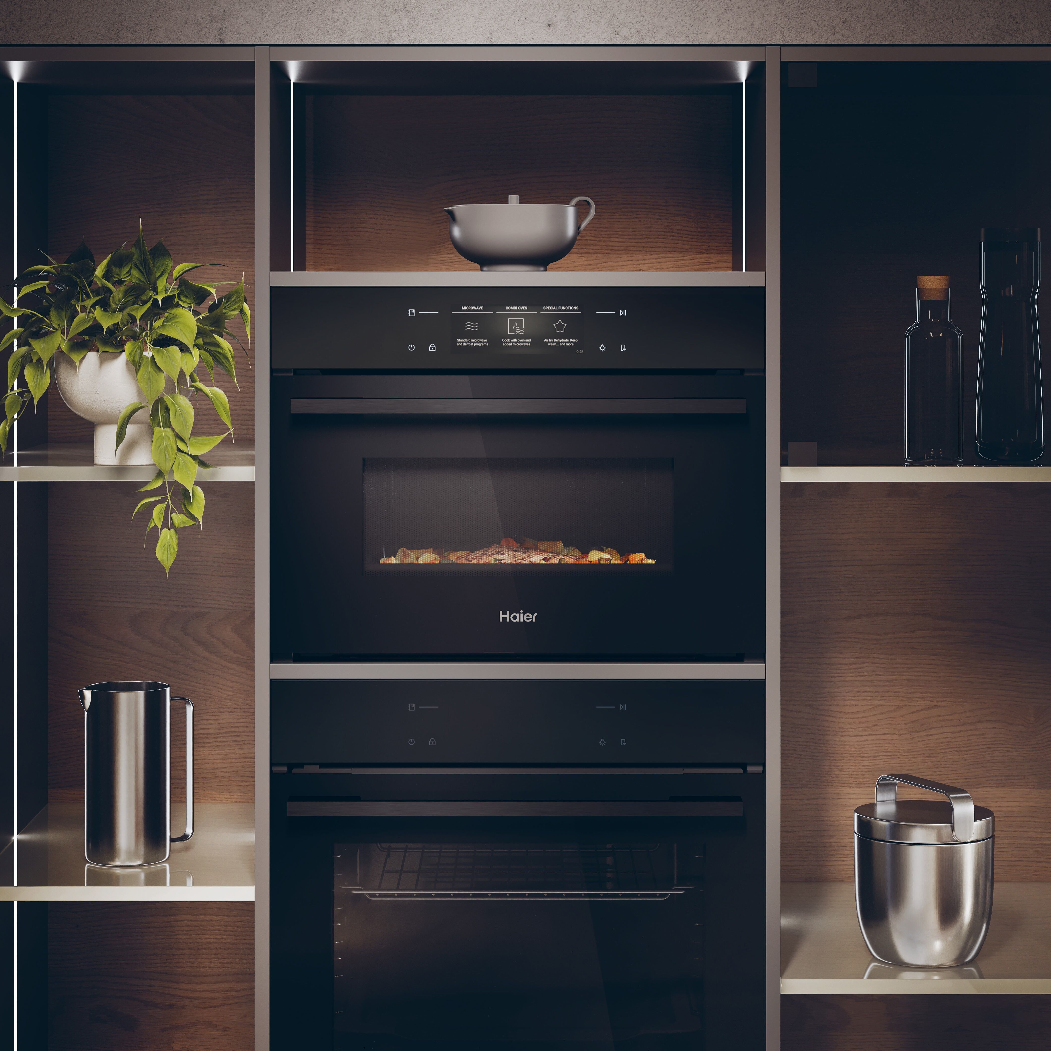 Haier H4MWID49P6NQB Built-in Compact Combination microwave - Black