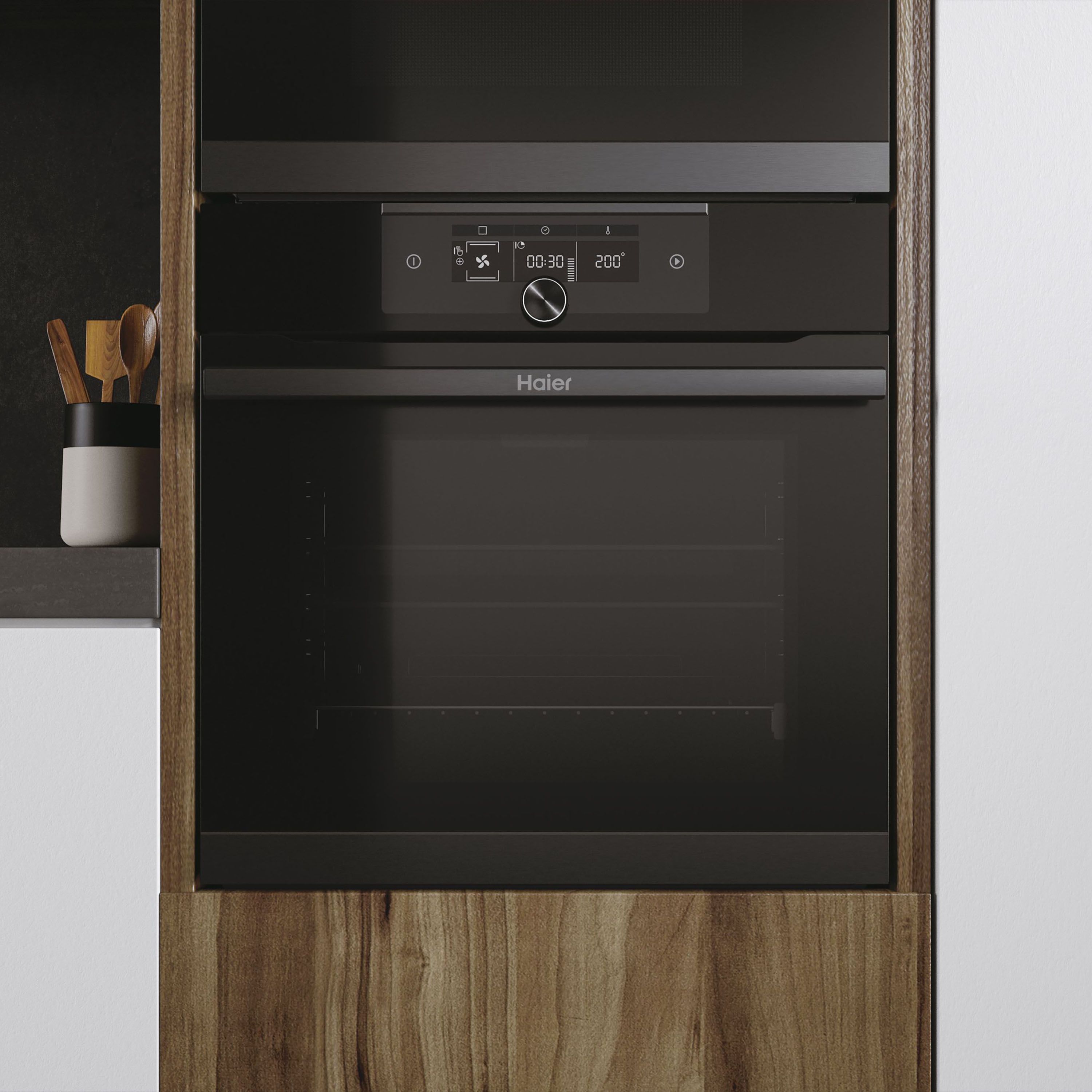 Haier Series 4 HWO60SM5F8BH Built-in Single Pyrolytic Oven - Gloss black