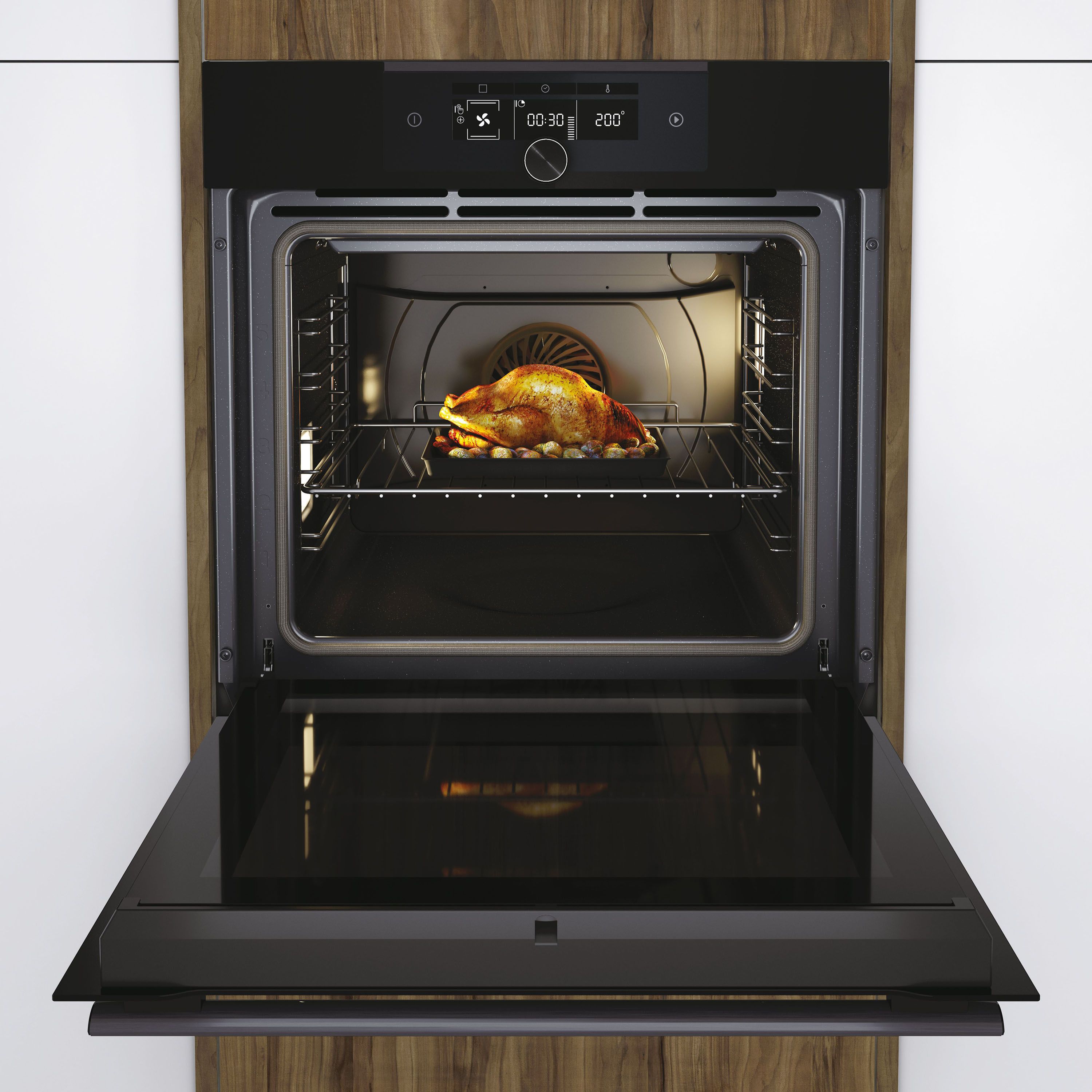 Haier Series 4 HWO60SM5F8BH Built-in Single Pyrolytic Oven - Gloss black