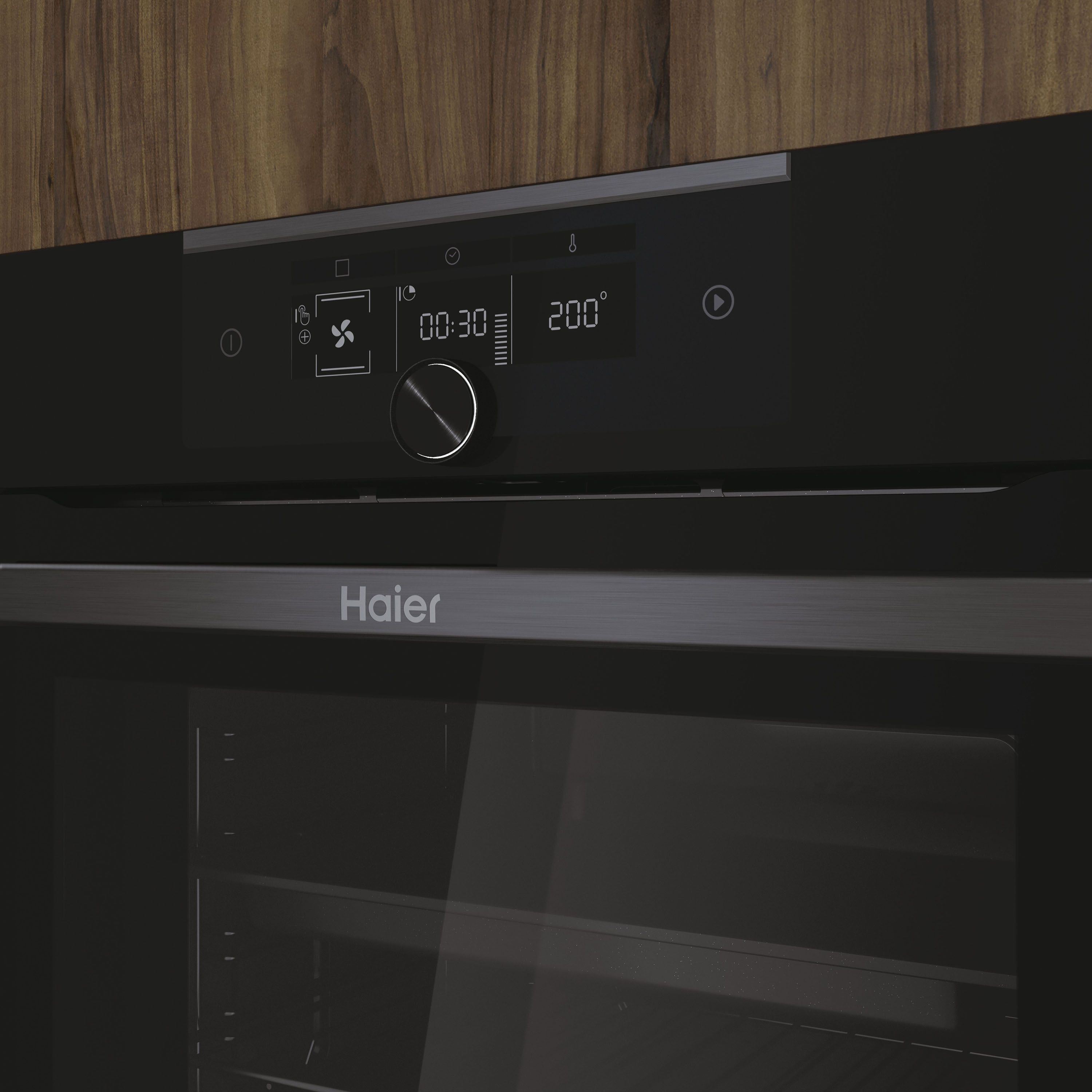 Haier Series 4 HWO60SM5F8BH Built-in Single Pyrolytic Oven - Gloss black