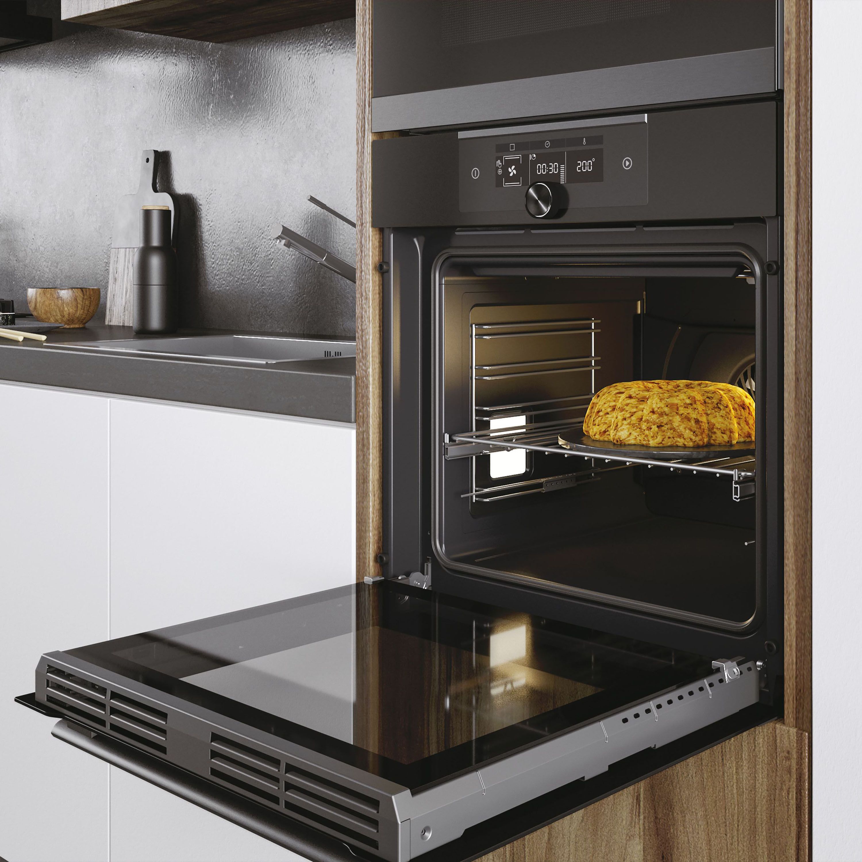 Haier Series 4 HWO60SM5F8BH Built-in Single Pyrolytic Oven - Gloss black