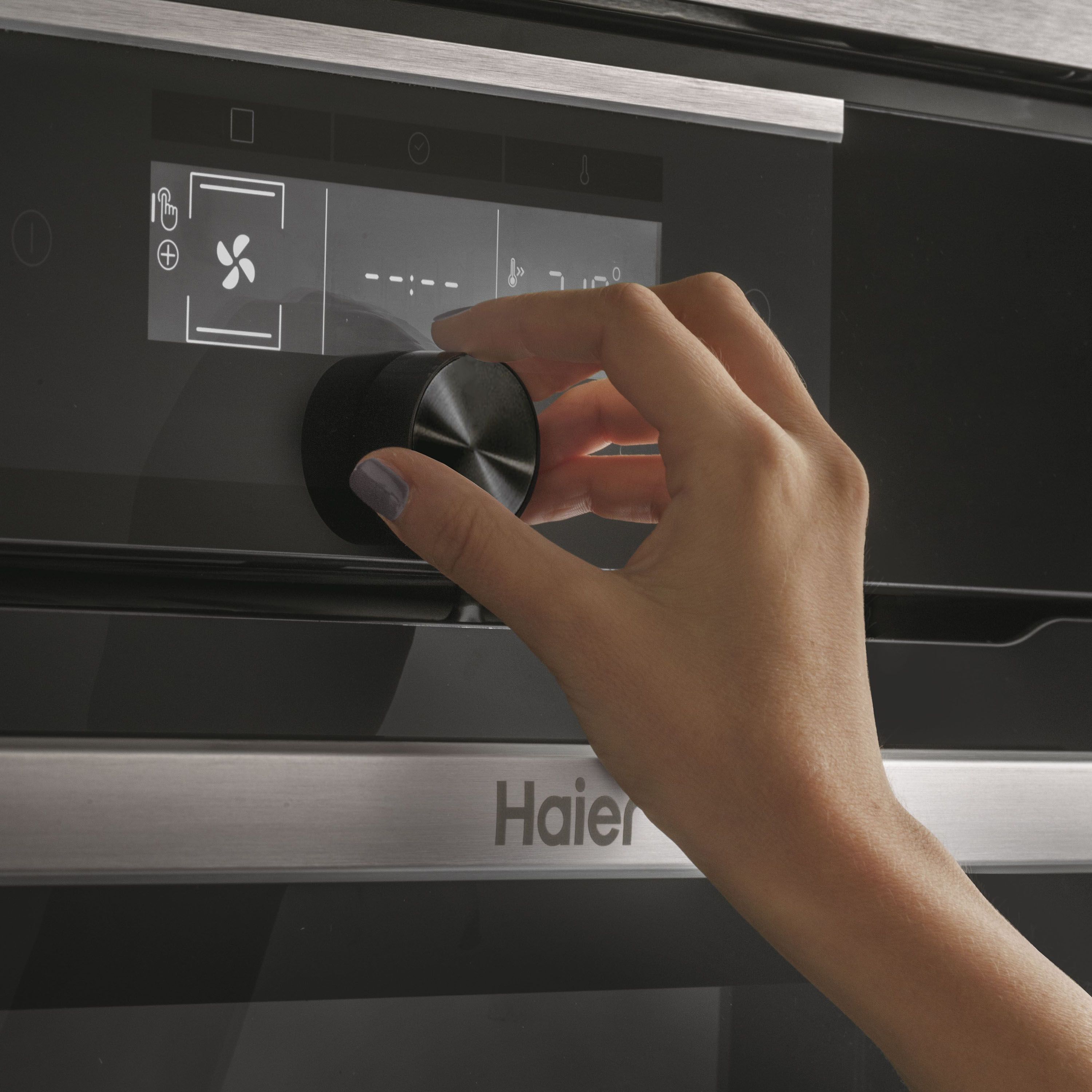 Haier Series 4 HWO60SM5F8BH Built-in Single Pyrolytic Oven - Gloss black