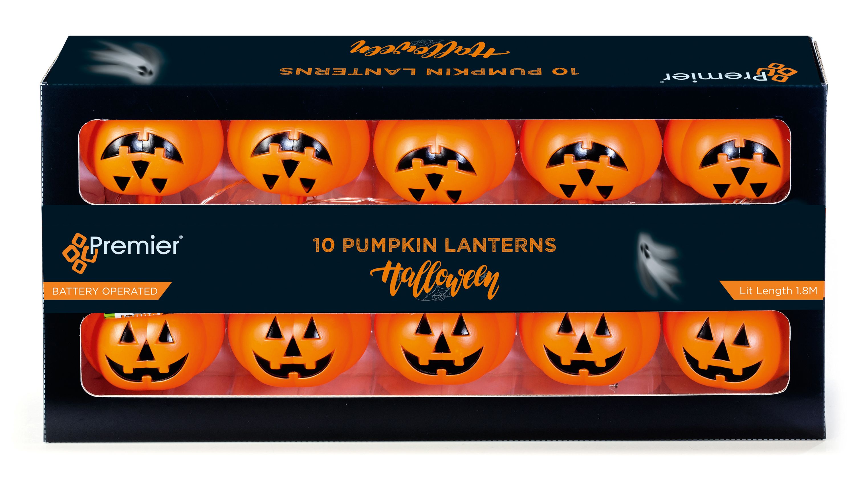 Halloween Pumpkin Battery-powered Orange 10 LED Indoor String lights