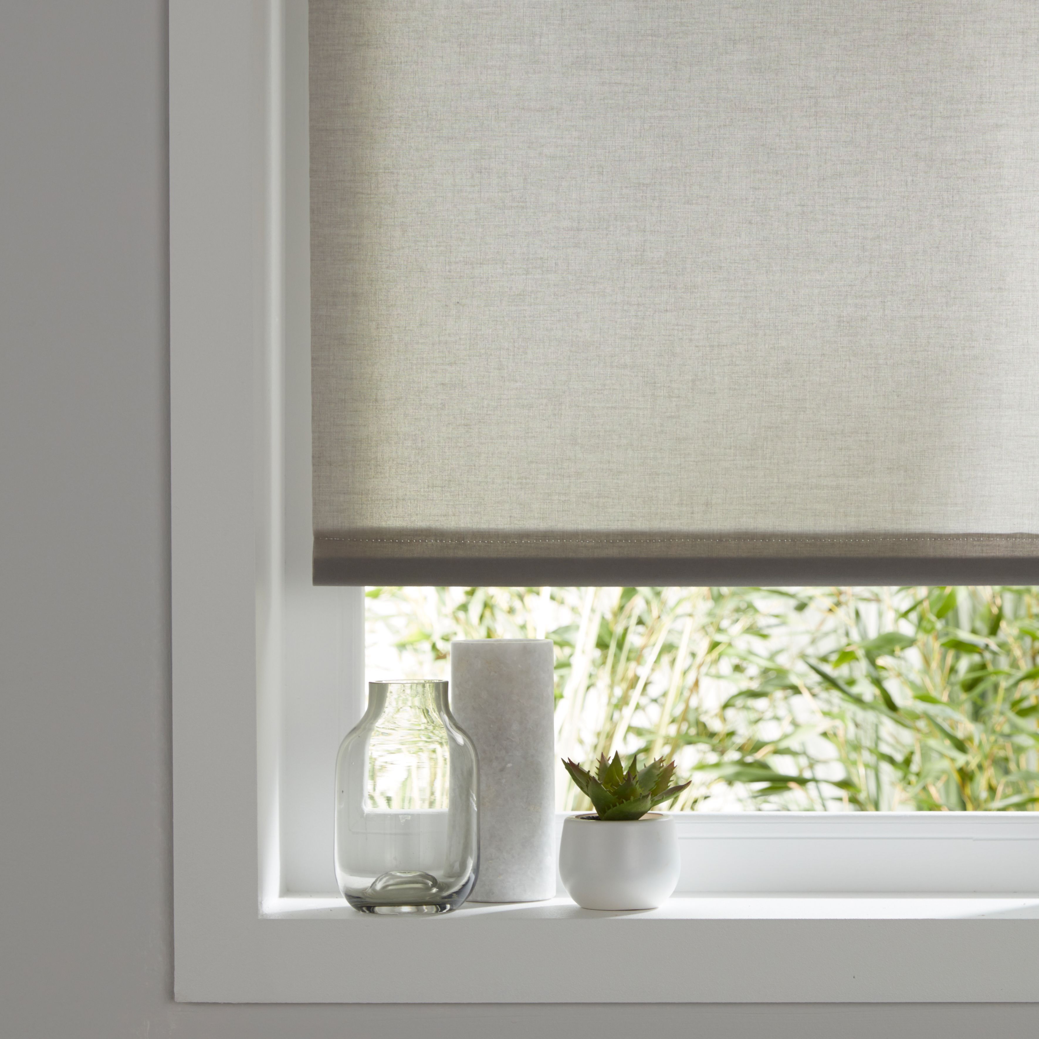 Halo Corded Grey Plain Daylight Roller Blind (W)120cm (L)180cm