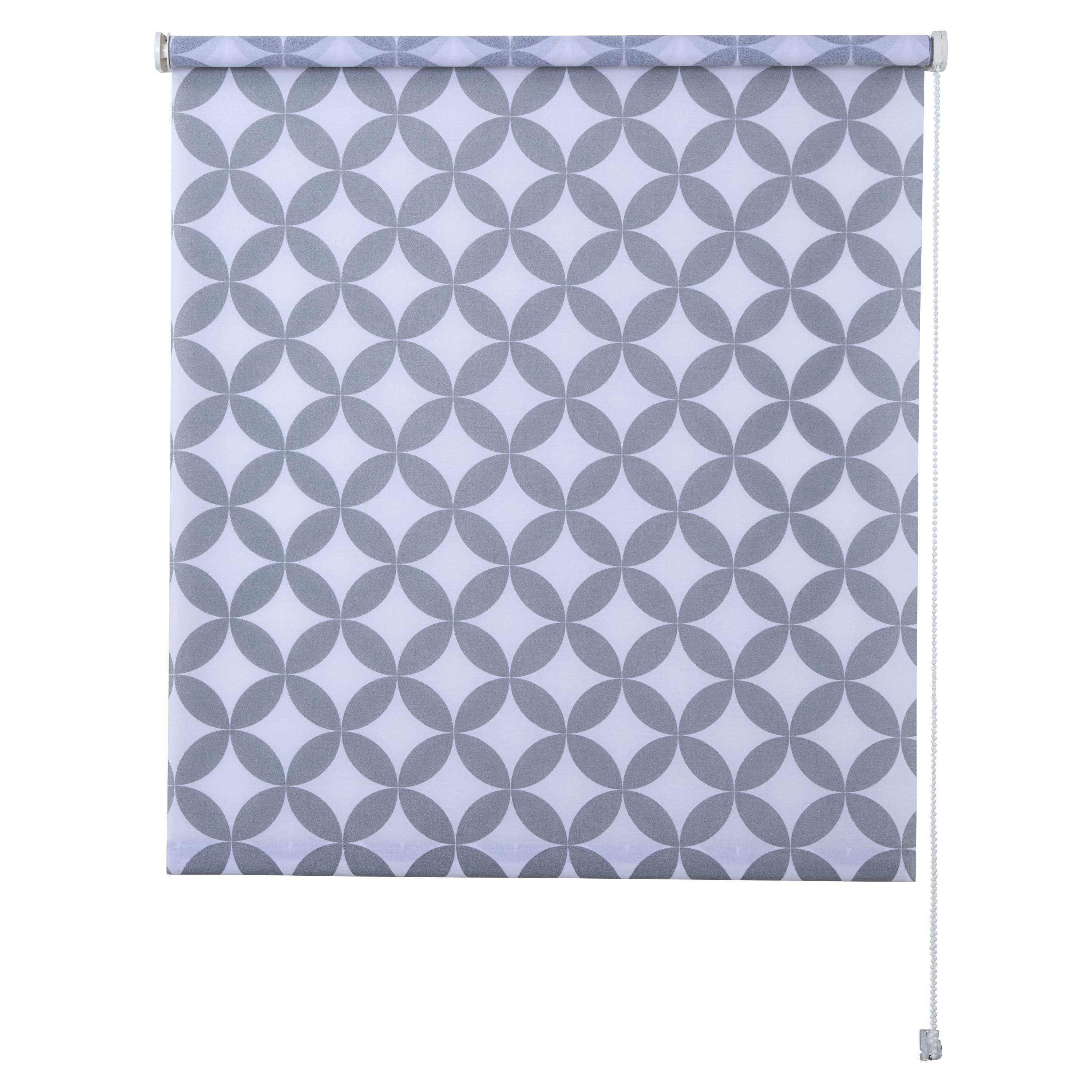 Halo Corded Grey & white Geometric Daylight Roller Blind (W)90cm (L)195cm