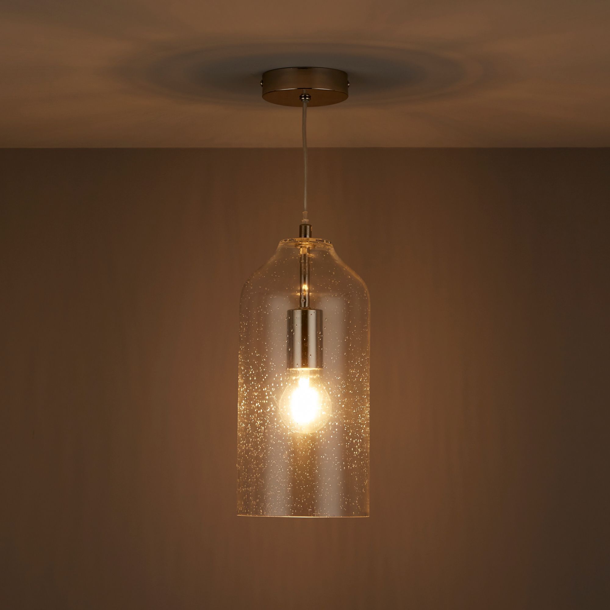 Hamlet Pendant Nickel effect LED Pendant ceiling light, (Dia)150mm