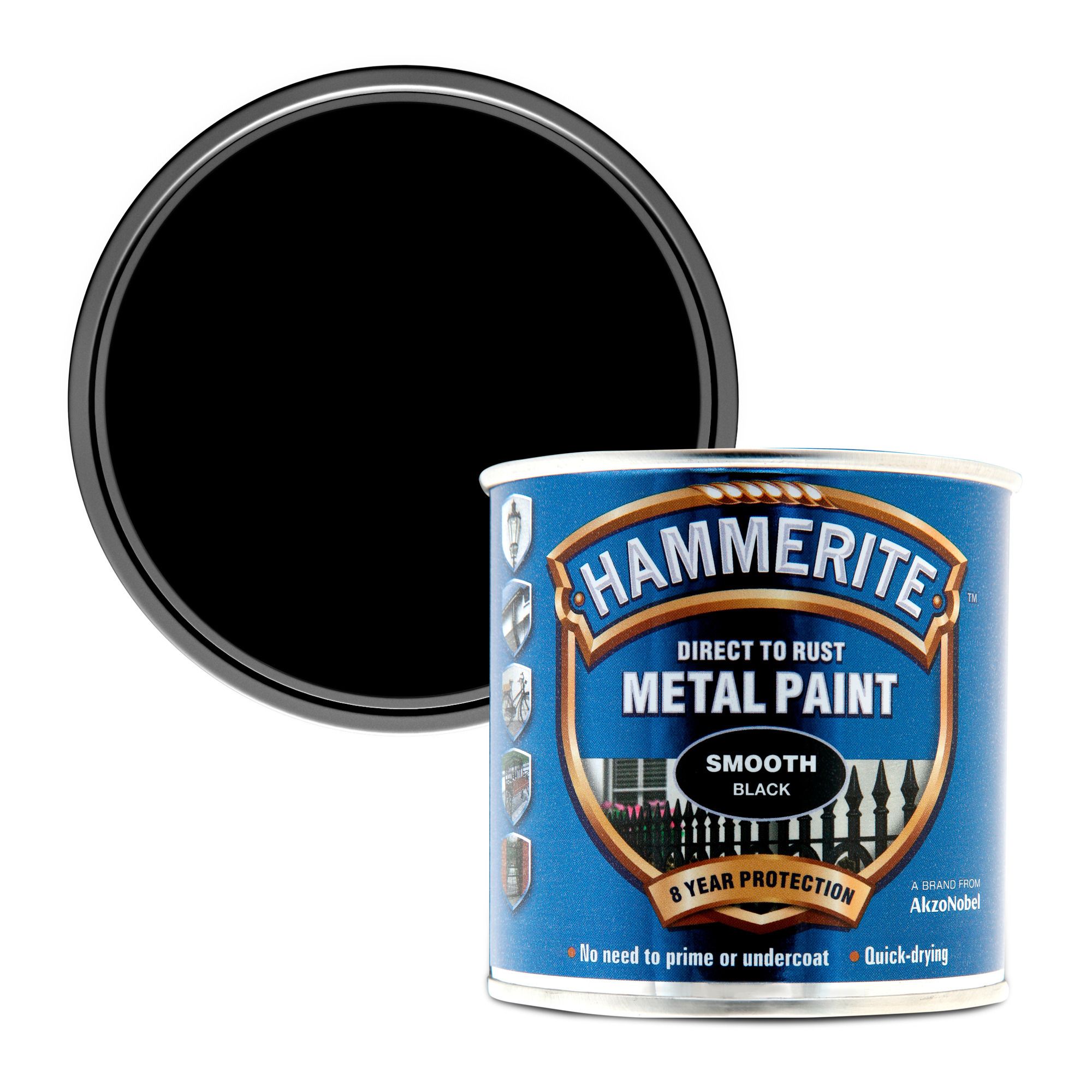 Hammerite Black Gloss Metal paint, 250ml DIY at B&Q