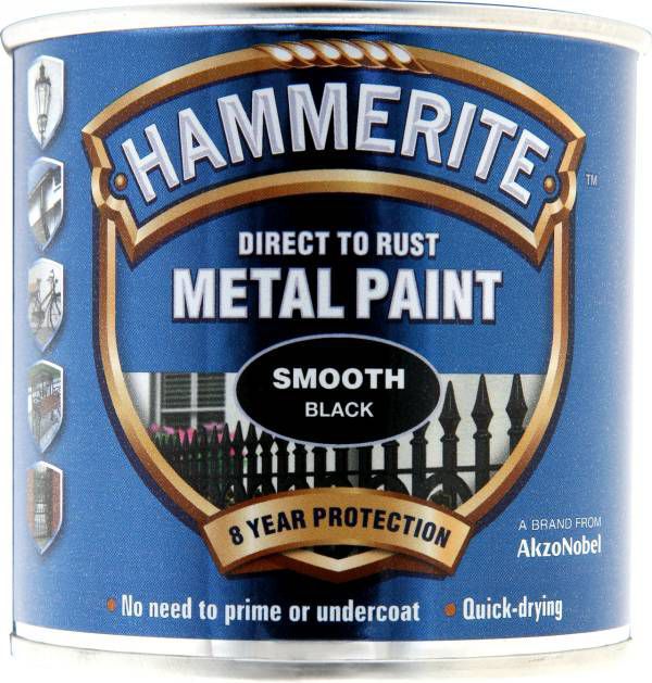 Hammerite Black Gloss Metal paint, 250ml