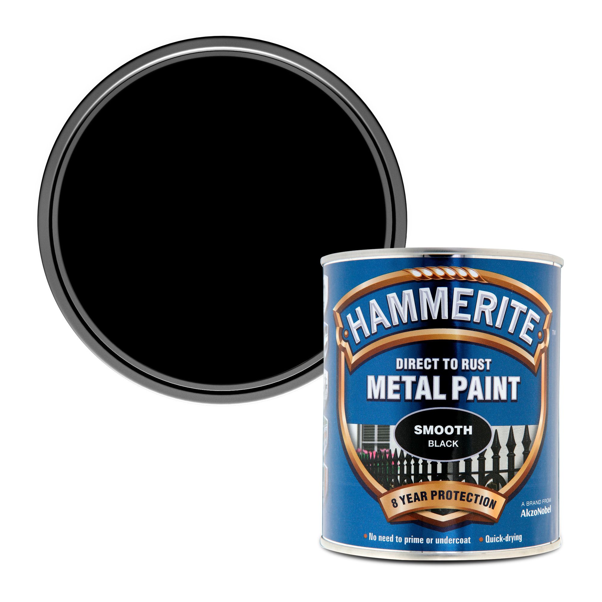 Hammerite Black Gloss Metal paint, 750ml Tin