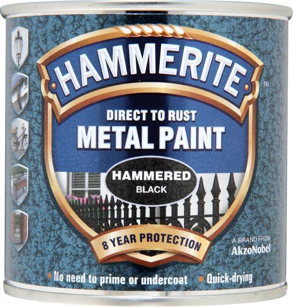 Hammerite Black Hammered effect Metal paint, 250ml