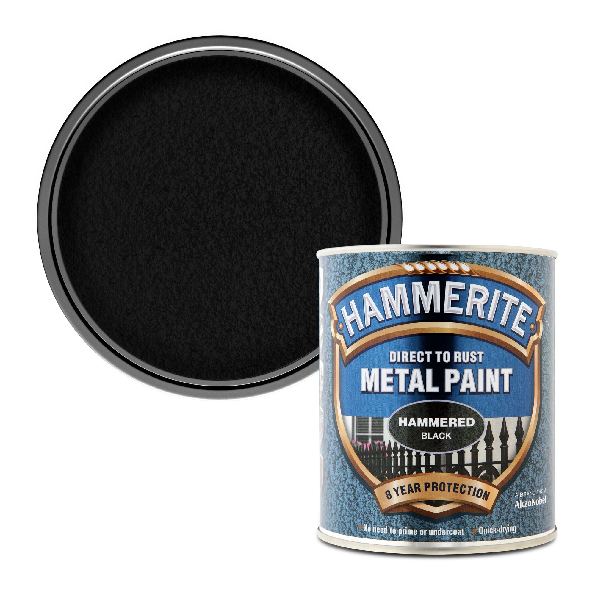 Hammerite Black Hammered effect Multi-surface Metal paint, 750ml Tin